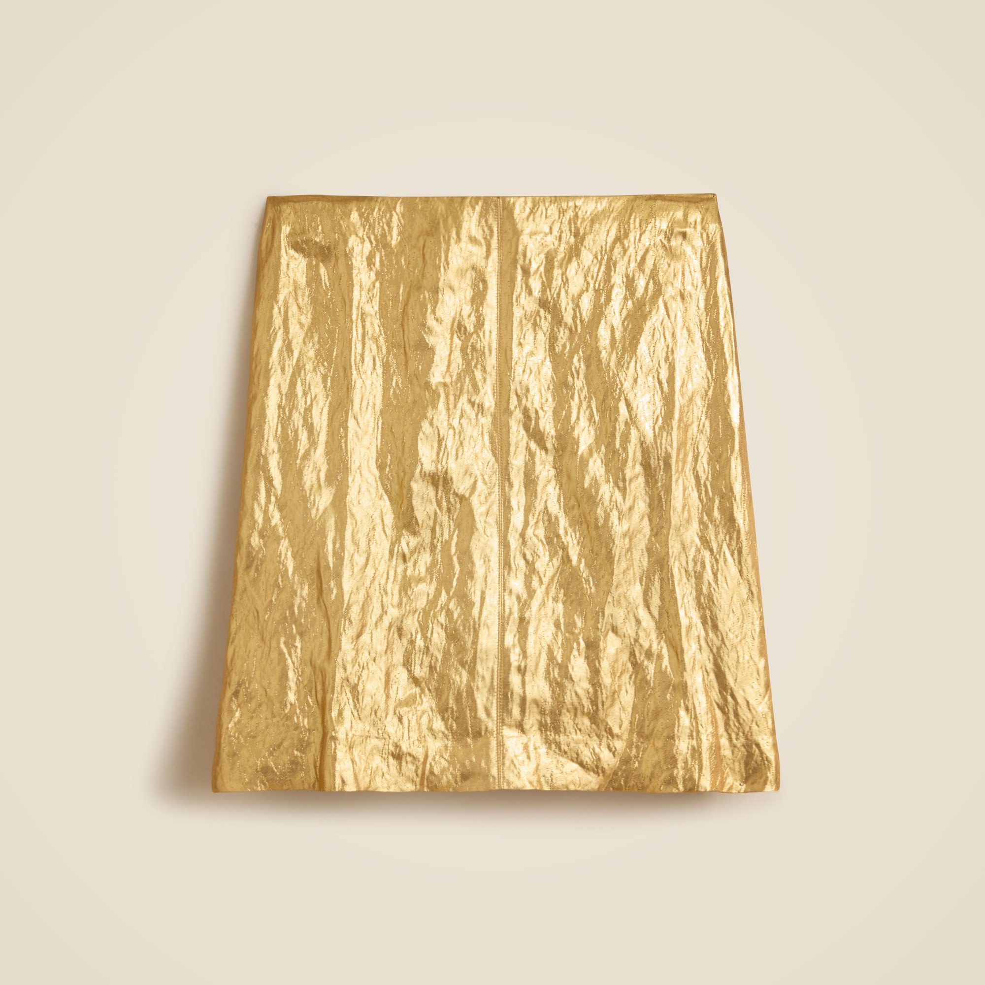 Knee-length skirt in crinkle lamé