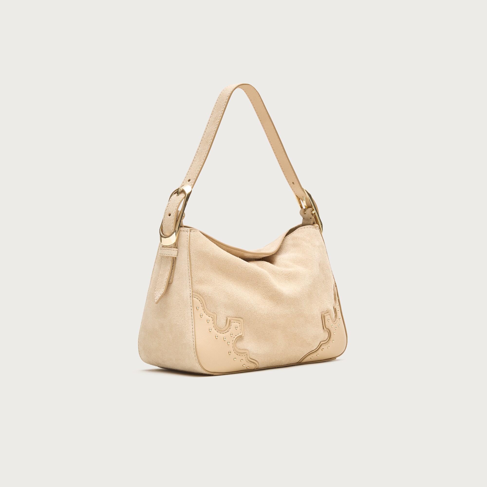 Berkeley Small Shoulder Bag In Studded Leather And Suede For Women 
