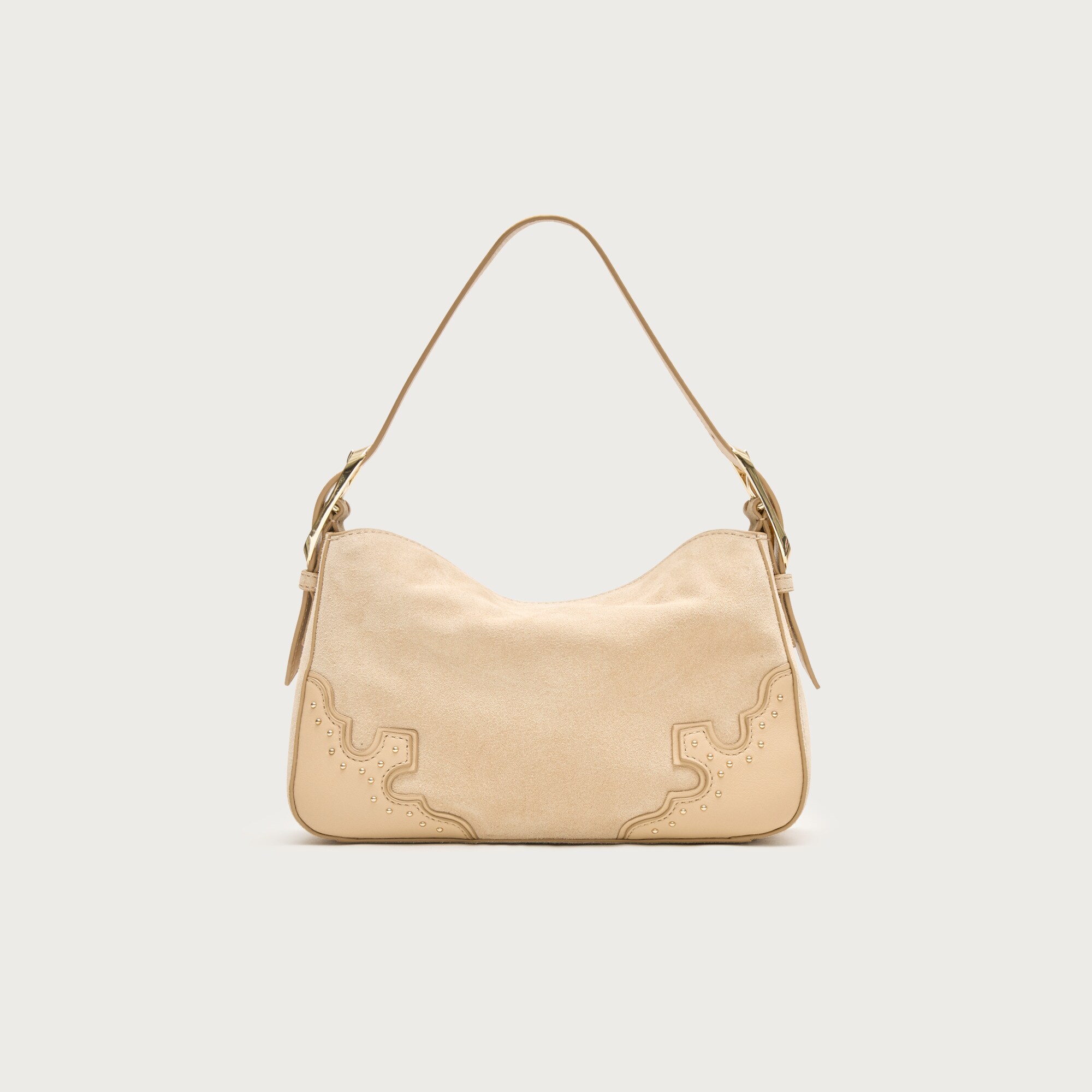 Berkeley small shoulder bag in studded leather and suede