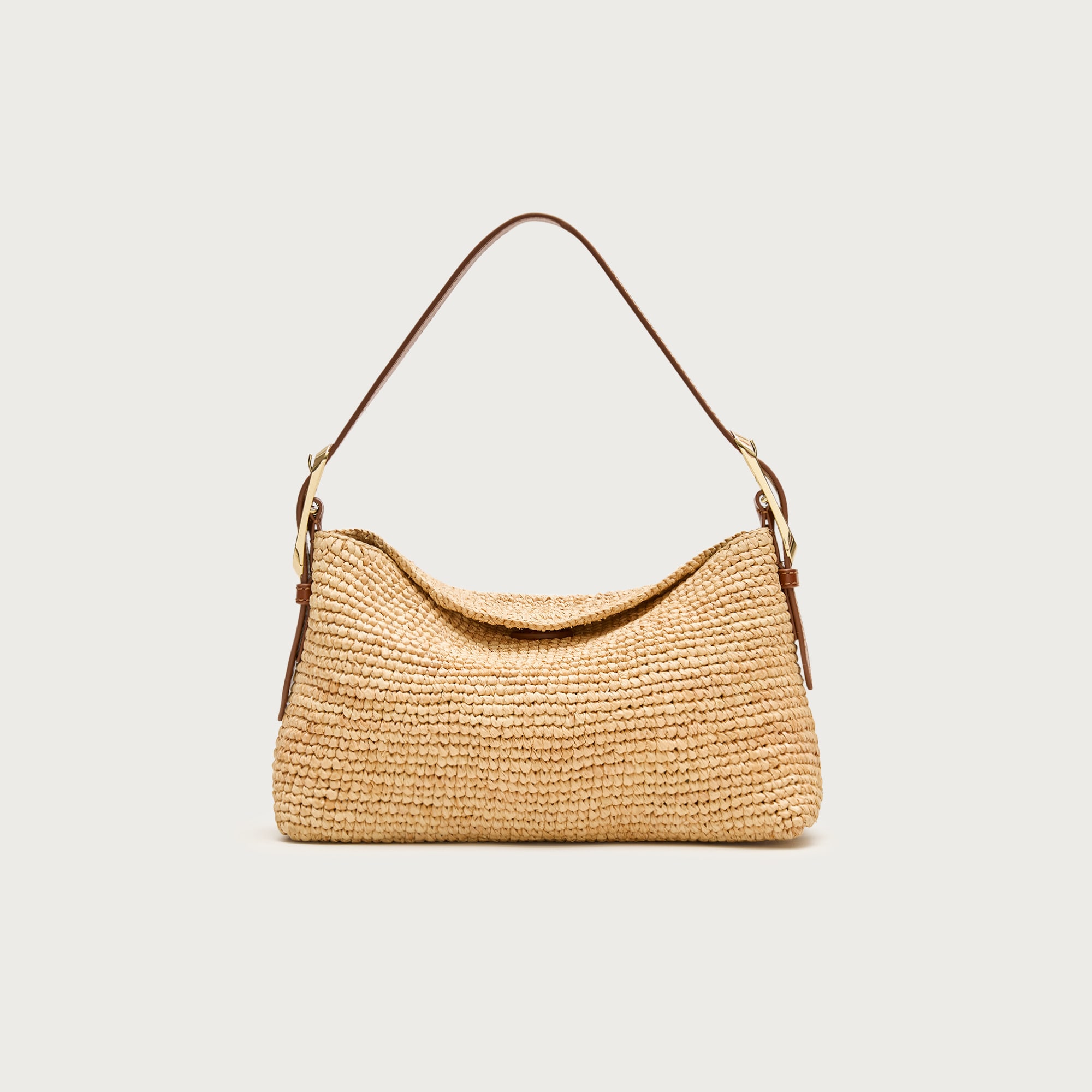 womens Berkeley small handknotted shoulder bag in raffia