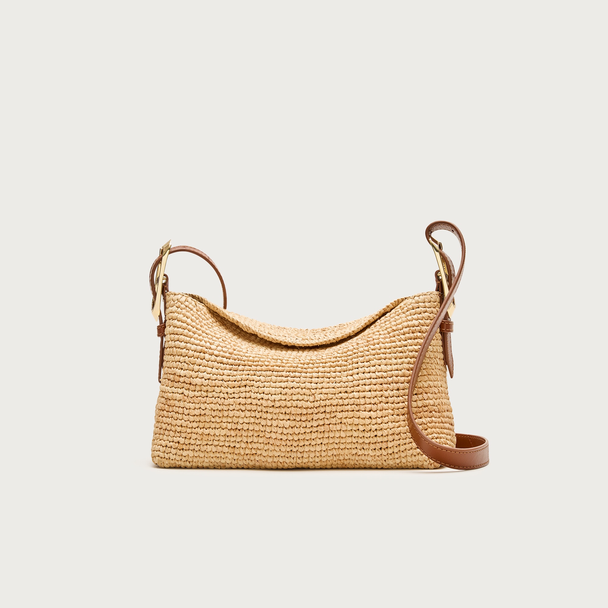 Berkeley small handknotted shoulder bag in raffia