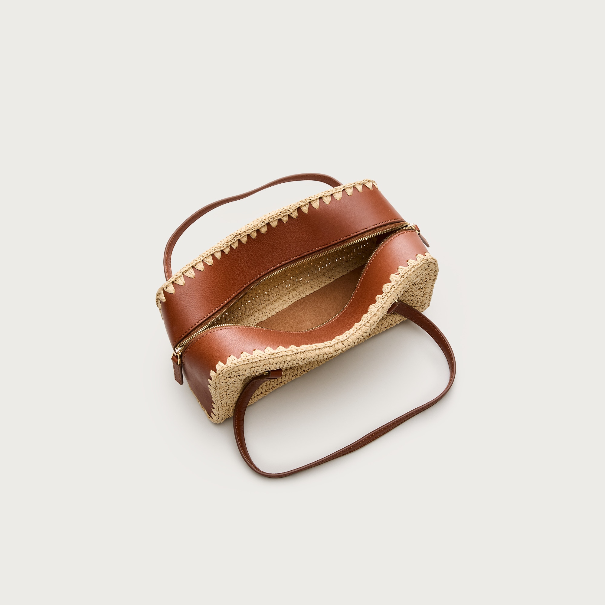 Delphine handknotted shoulder bag in straw