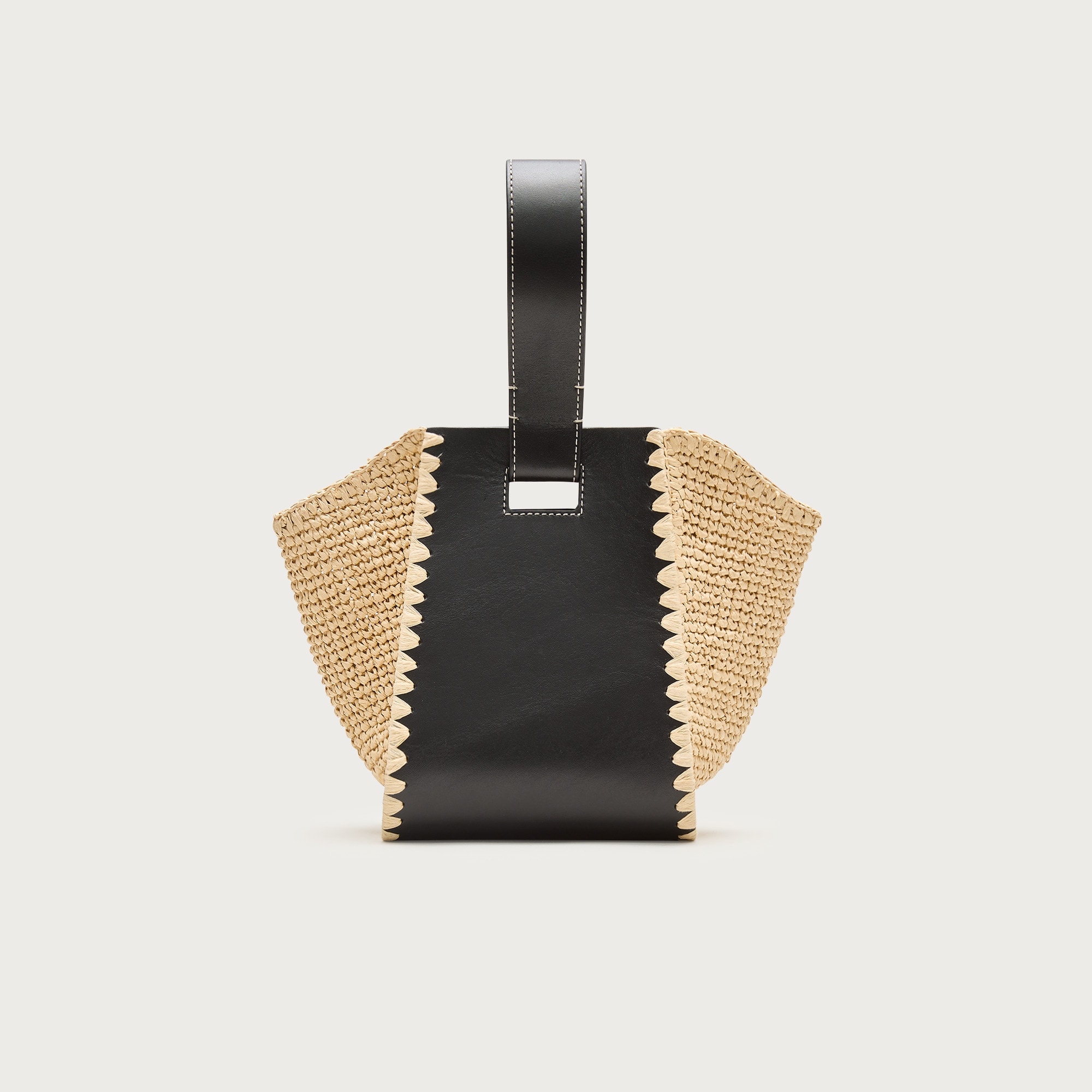 バッグ 05410 Top-handle Bag In Handknotted Straw And Leather For Women | J.Crew