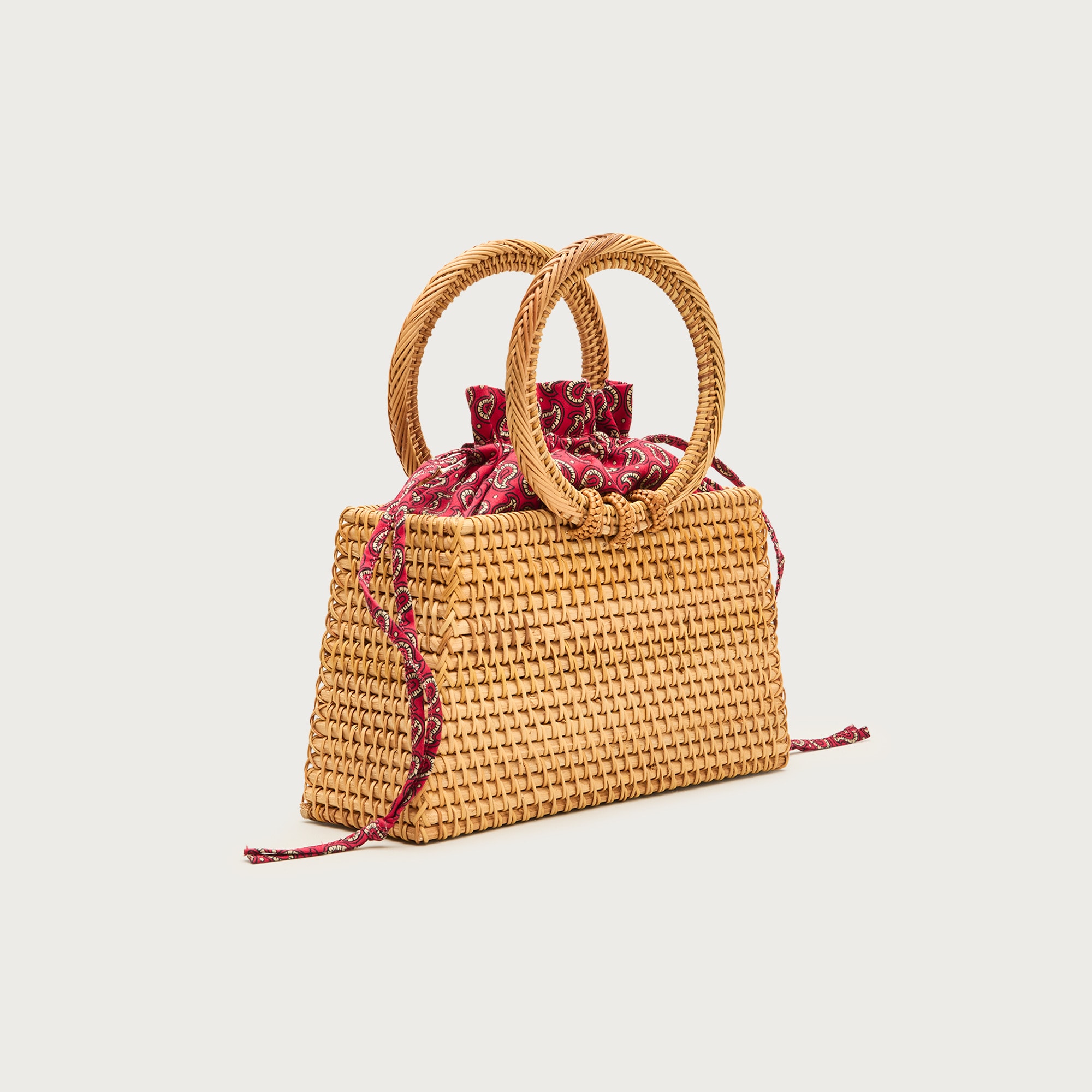 Rattan round-handle bag
