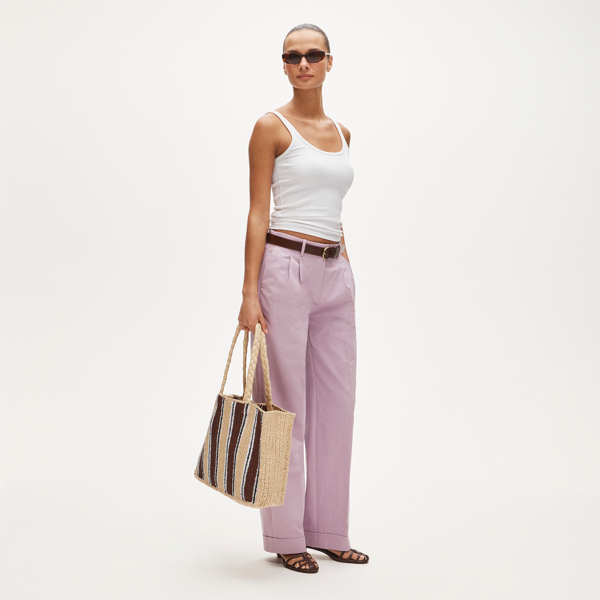 Handknotted Straw Tote Bag In Stripe For Women | J.Crew