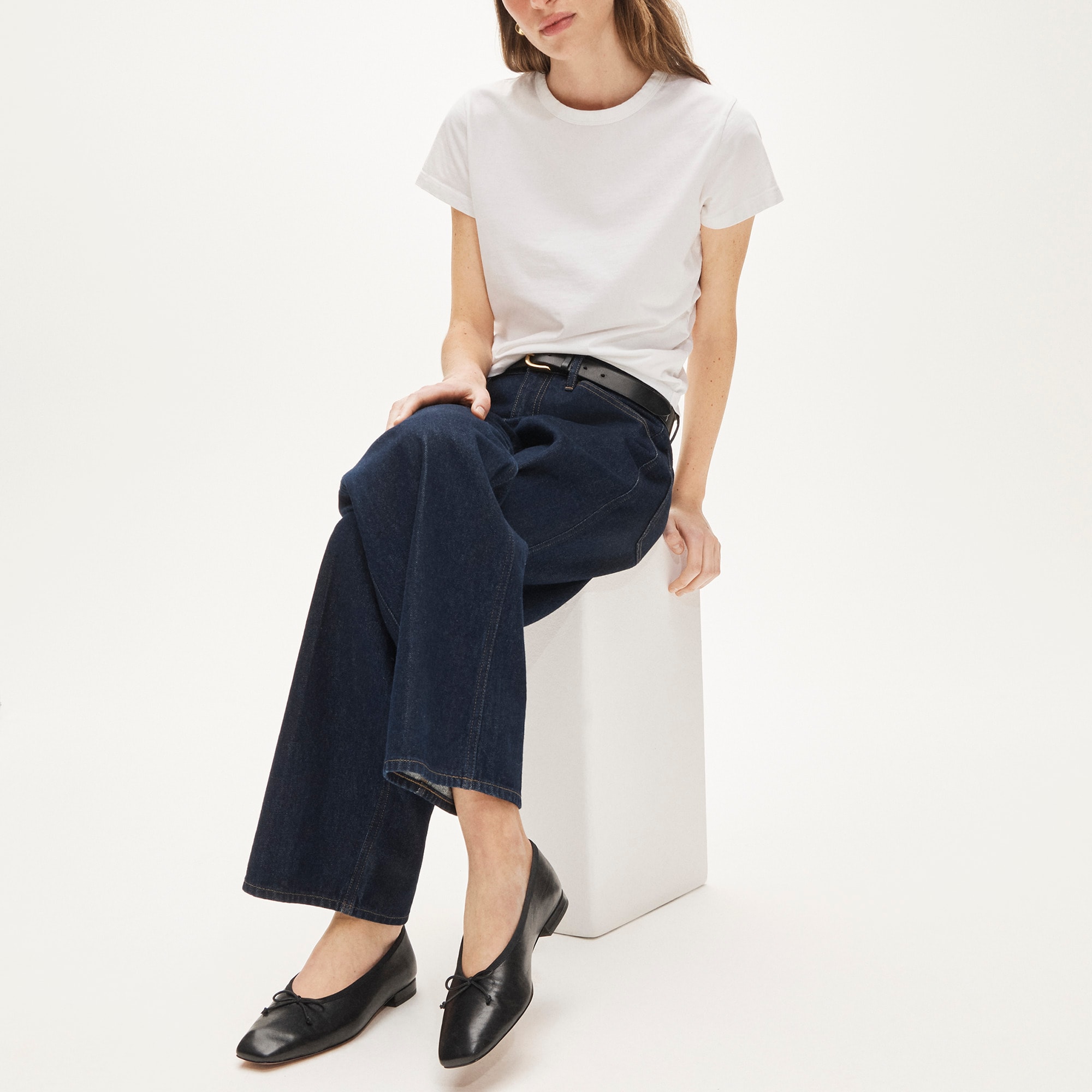 womens Sophie square-toe ballet flats in leather