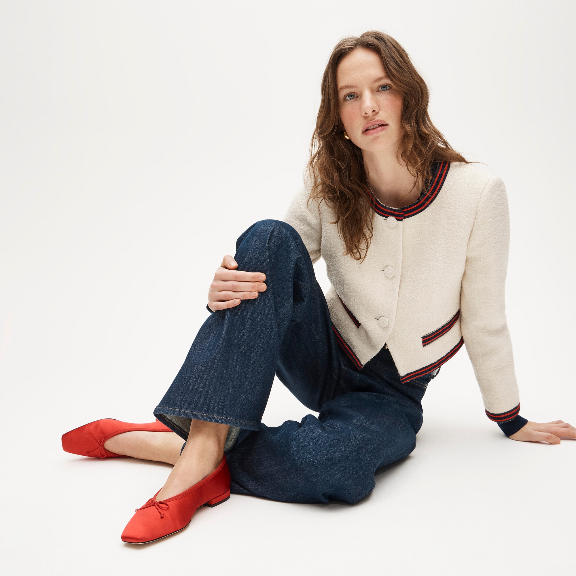 womens Sophie square-toe ballet flats in satin