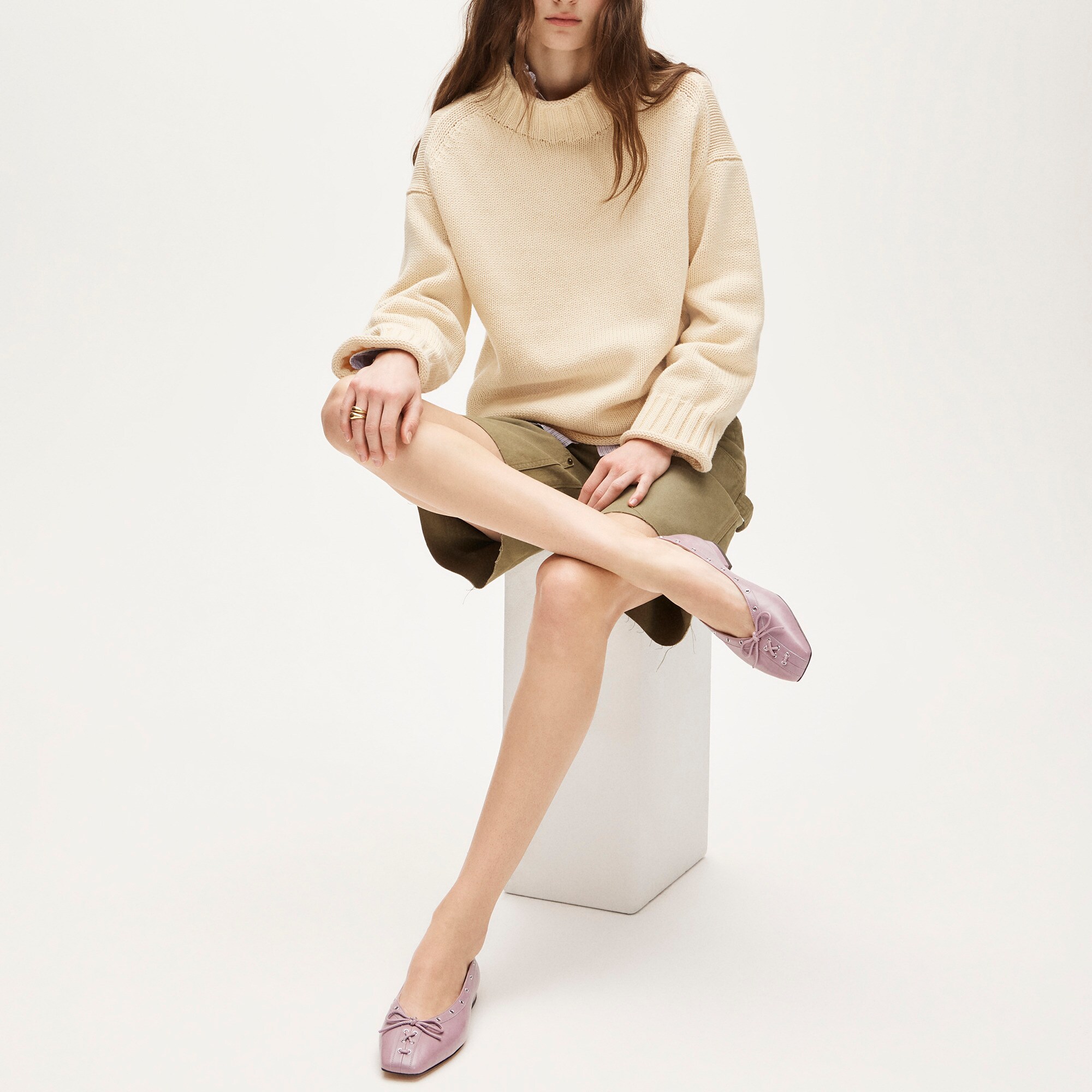 Sophie grommet ballet flats in Italian leather