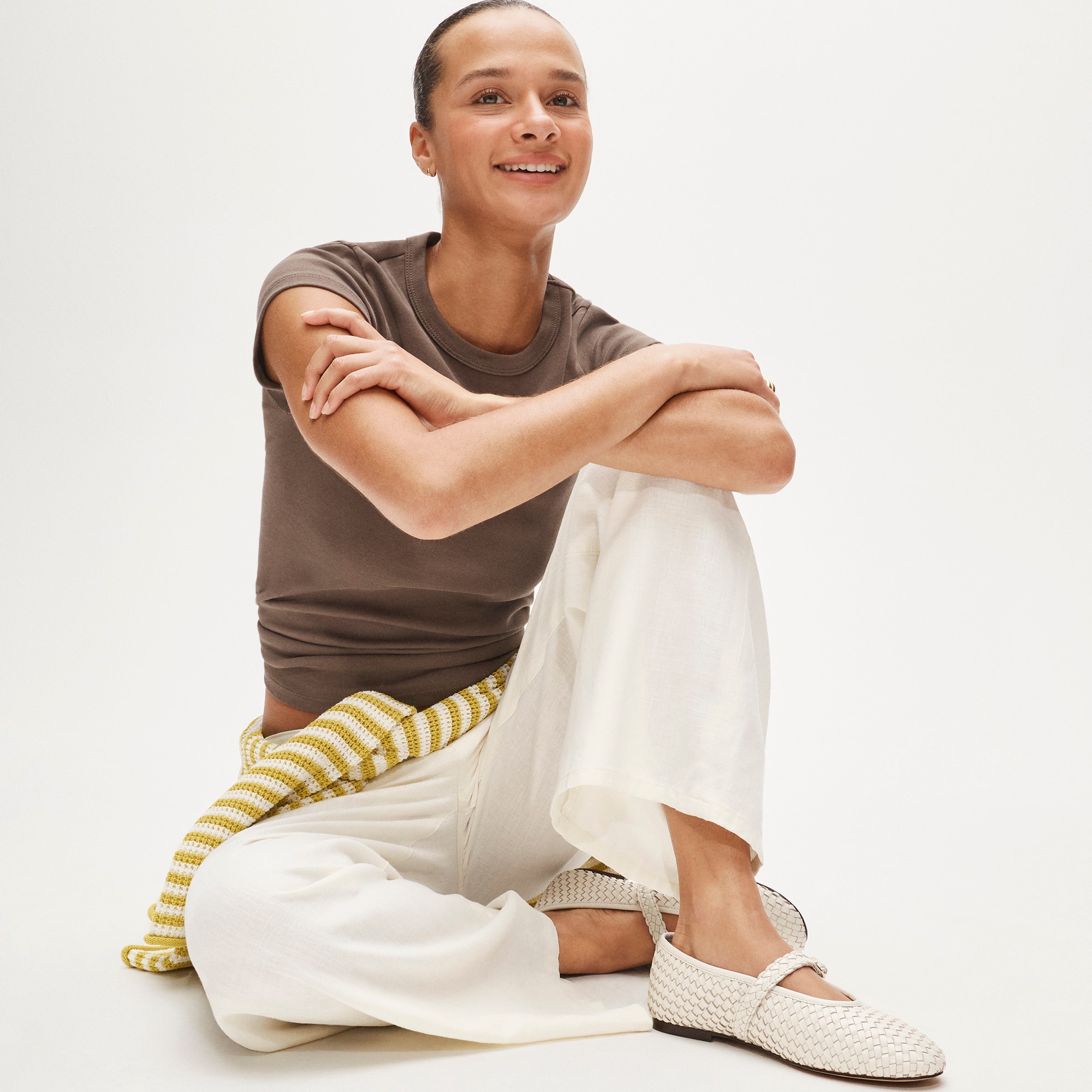 Mary Jane ballet flats in woven leather