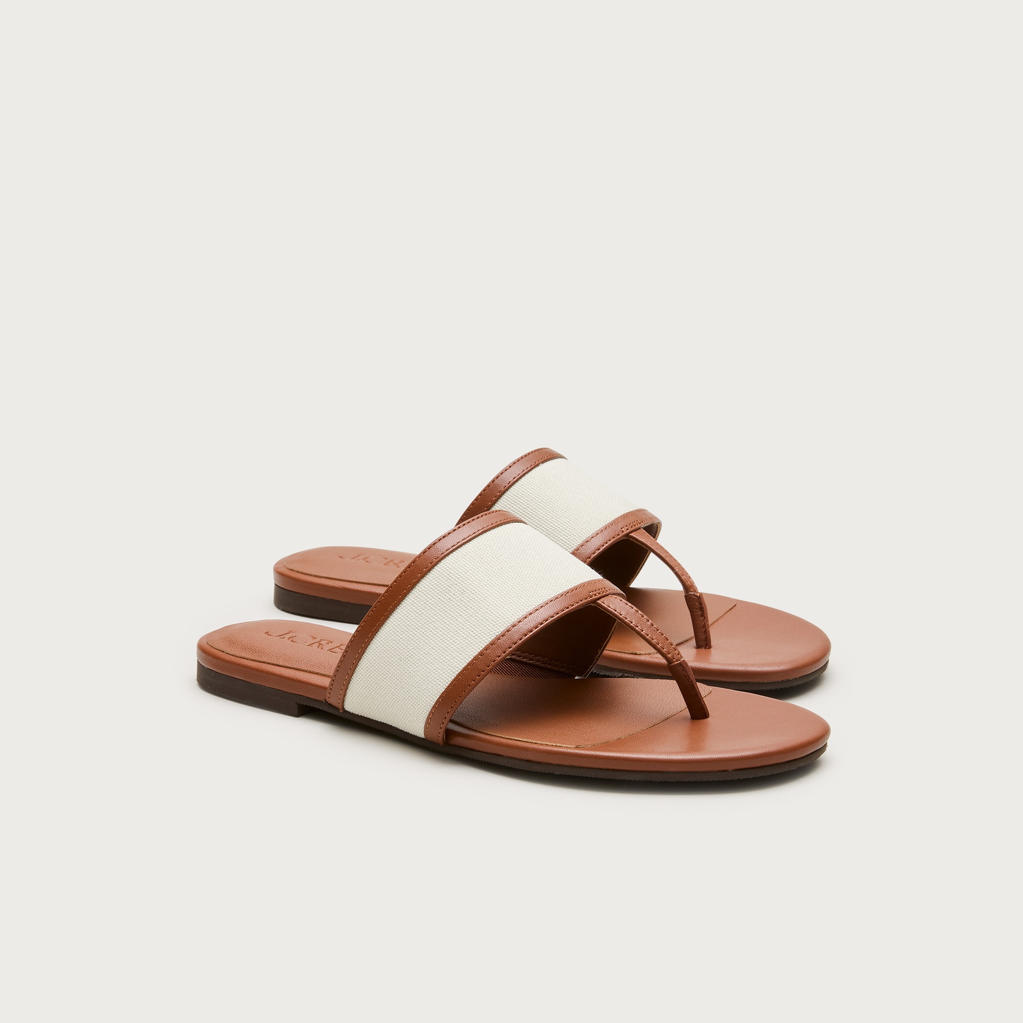 Audrey thong sandals in canvas and leather