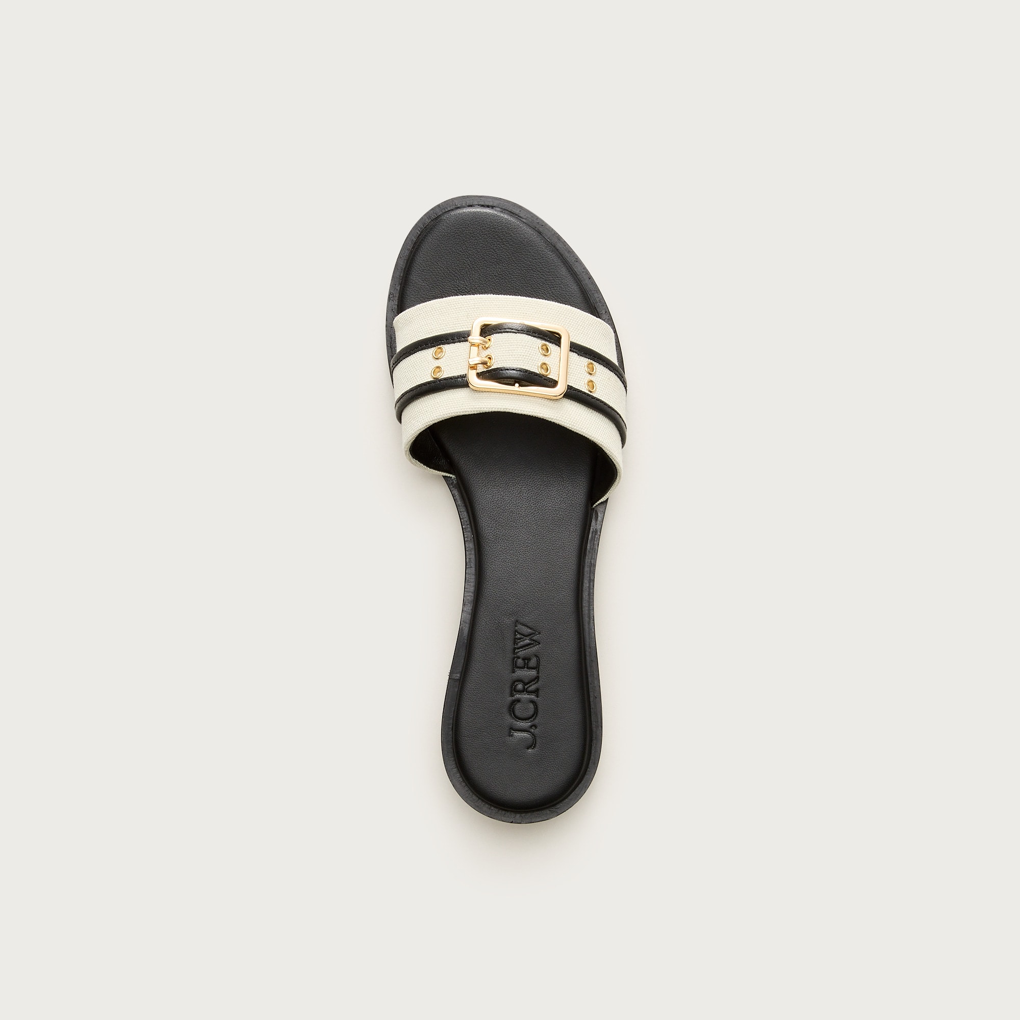 Belted sandals in canvas and leather