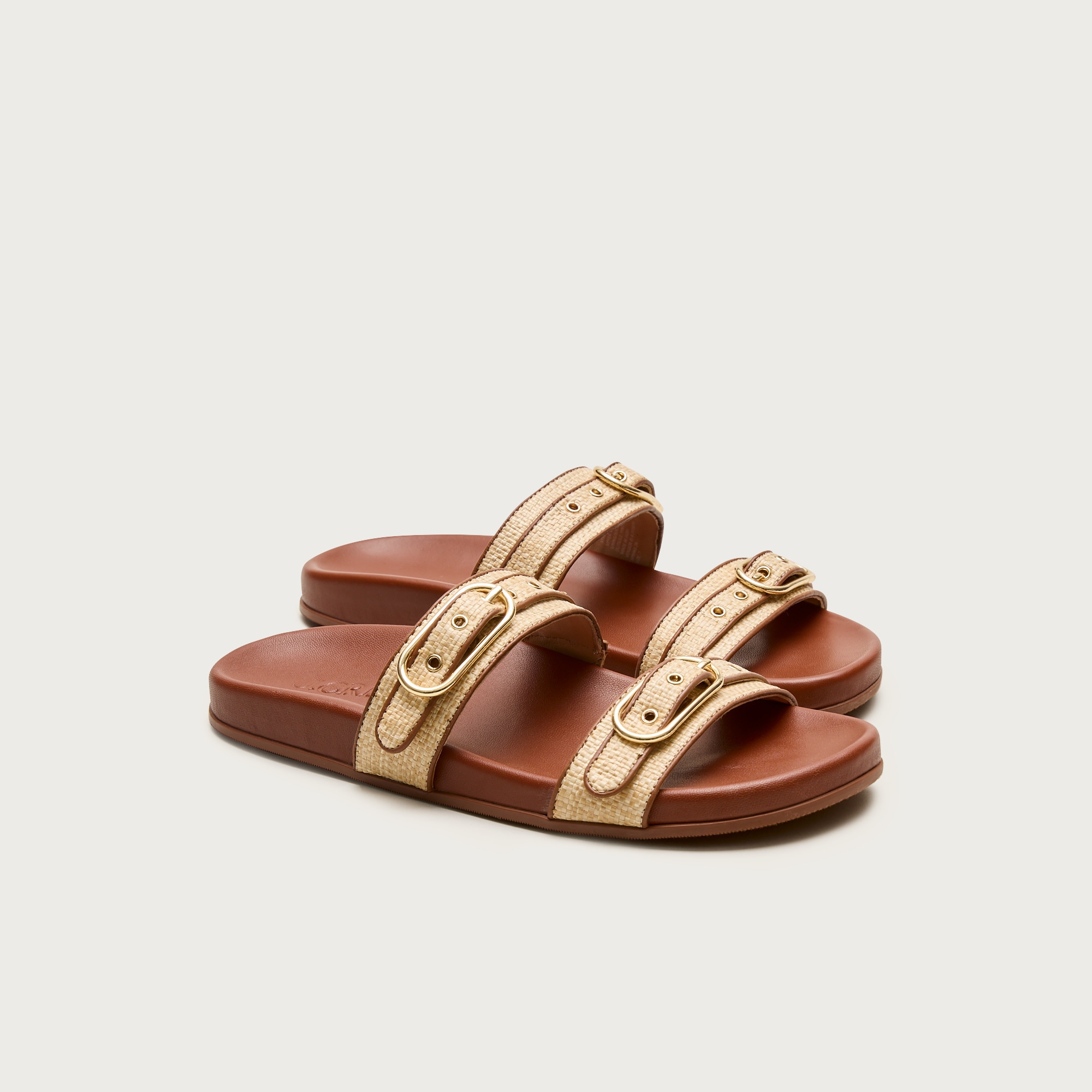 Kira Buckle Sandals In Faux Raffia For Women | J.Crew