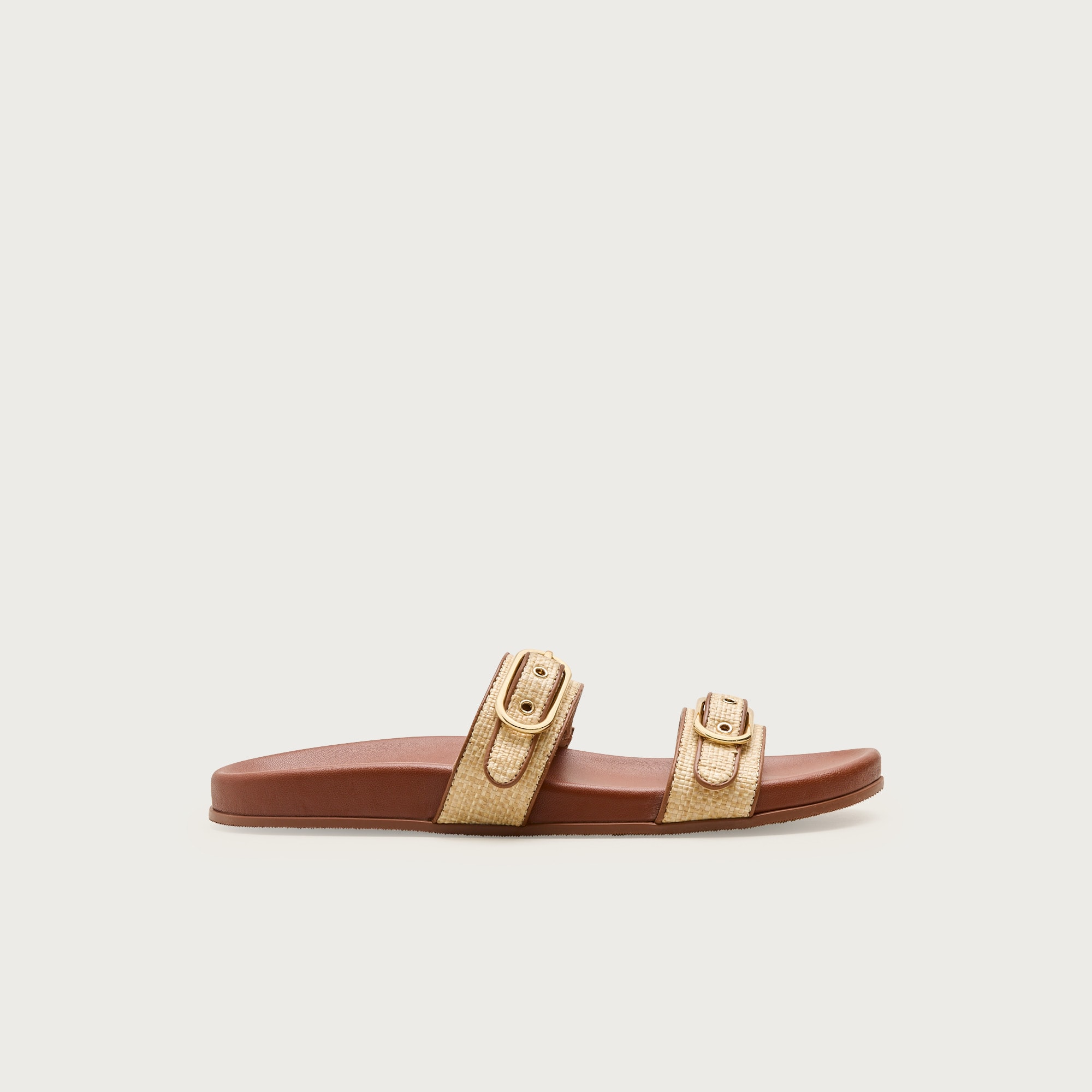 Kira buckle sandals in faux raffia