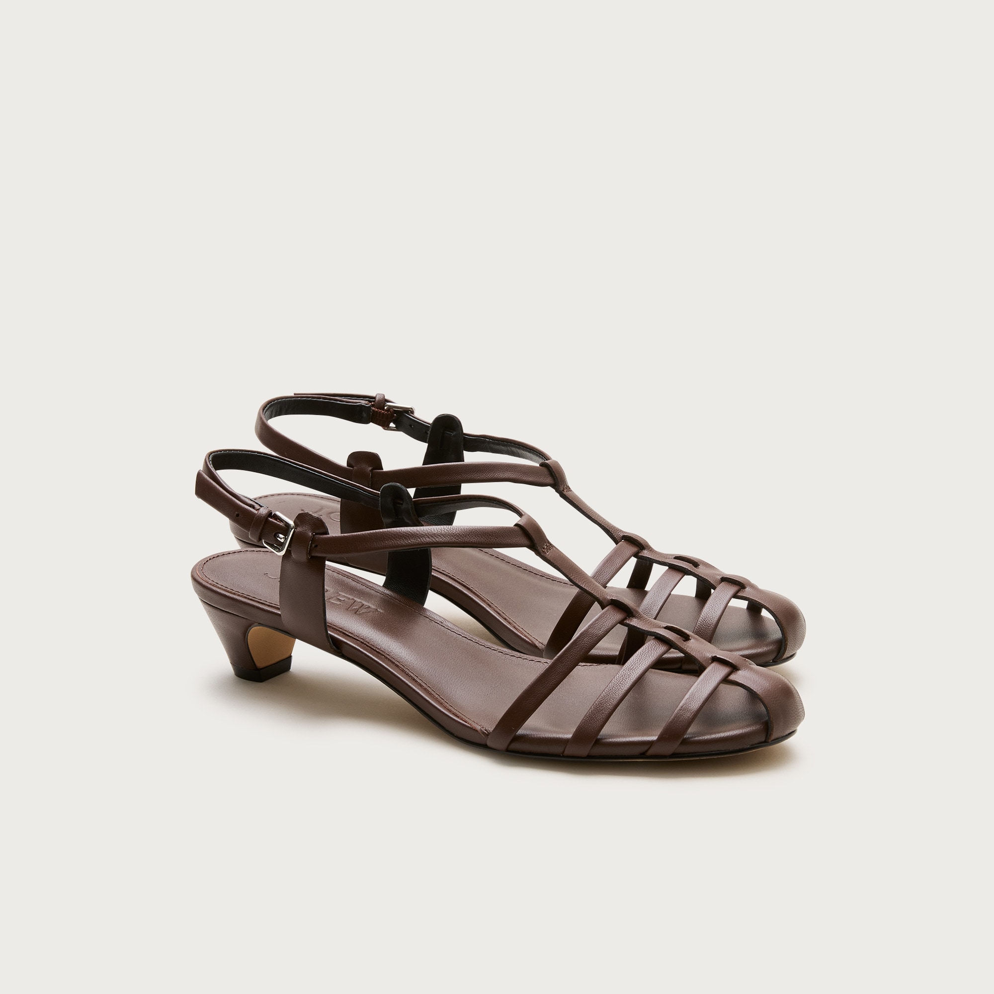 Cage-toe kitten heels in leather