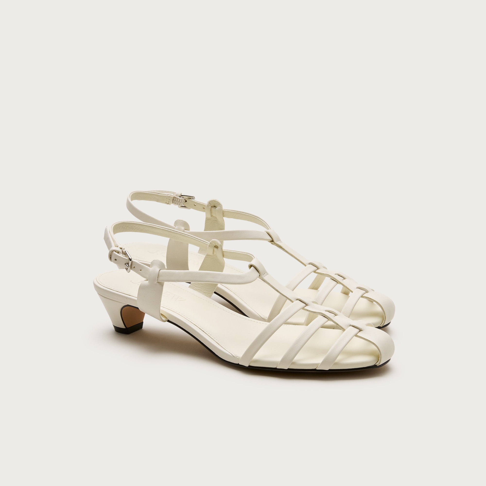 Cage-toe kitten heels in leather