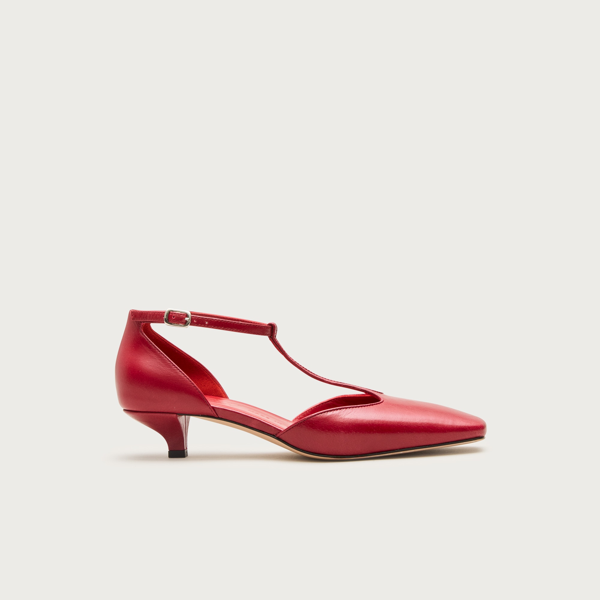 Made-in-Italy T-strap heels in leather