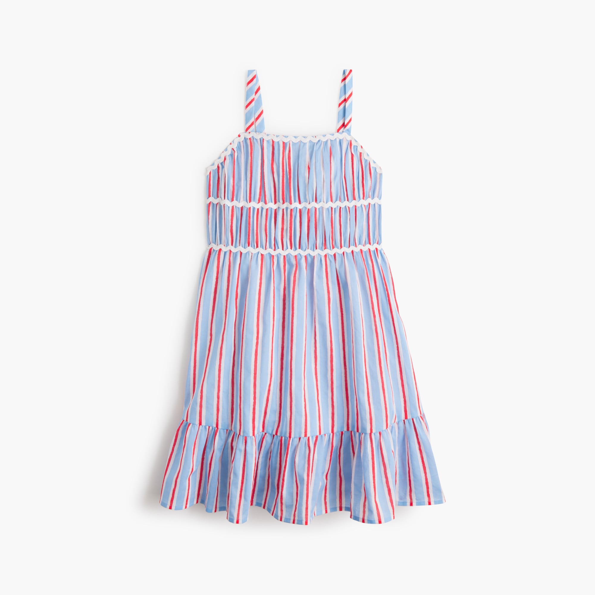 Girls' striped rickrack beach dress