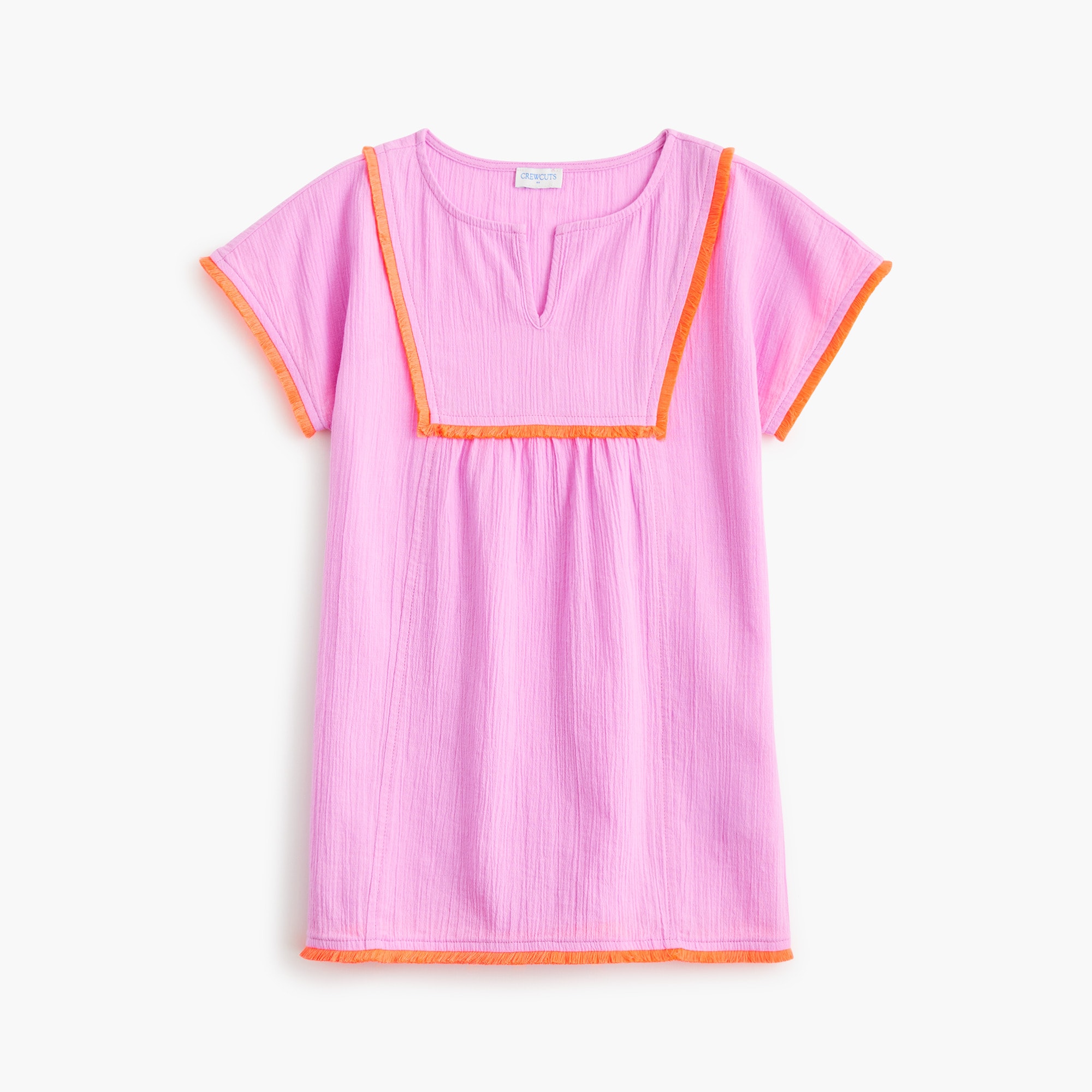 Girls' trimmed gauze beach dress