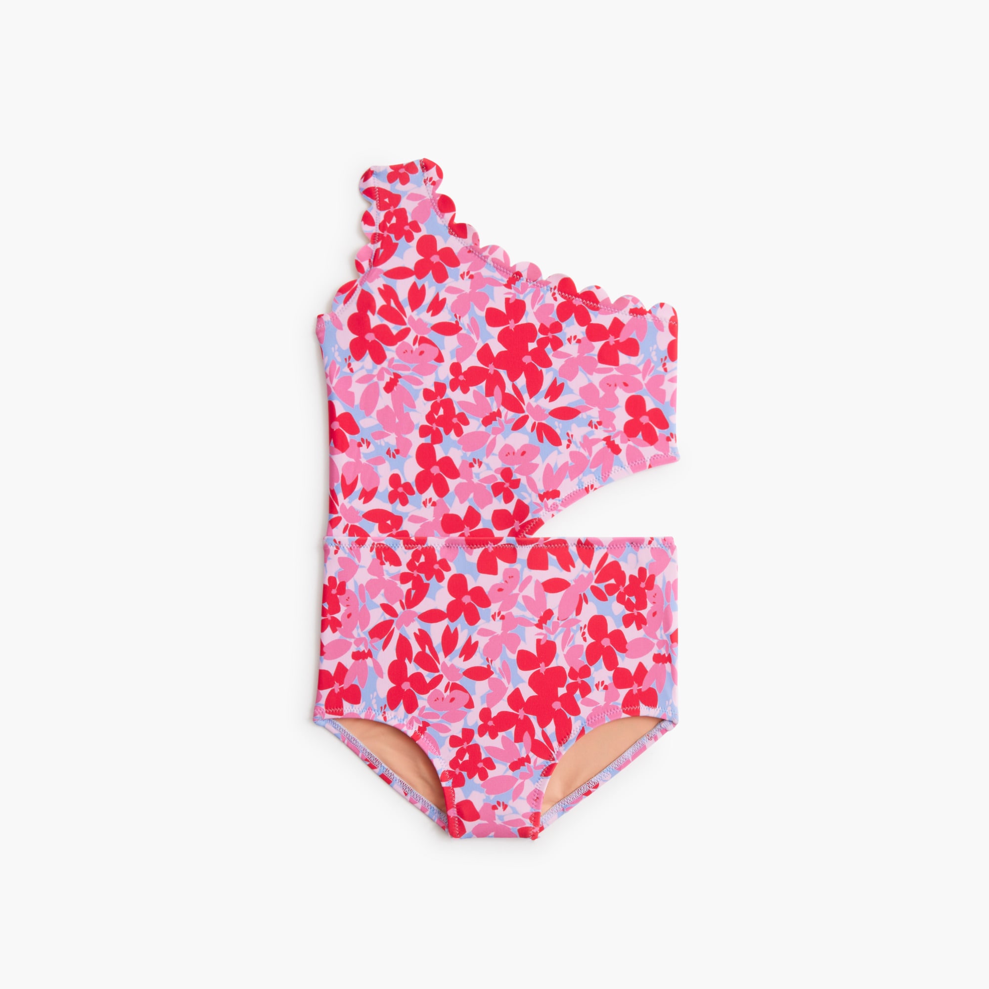 girls' floral scalloped one-piece swimsuit for girls