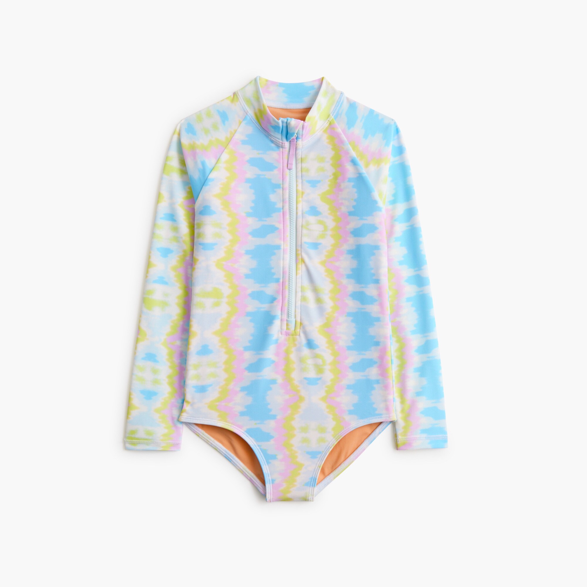  Girls' tie-dyed rash guard swimsuit