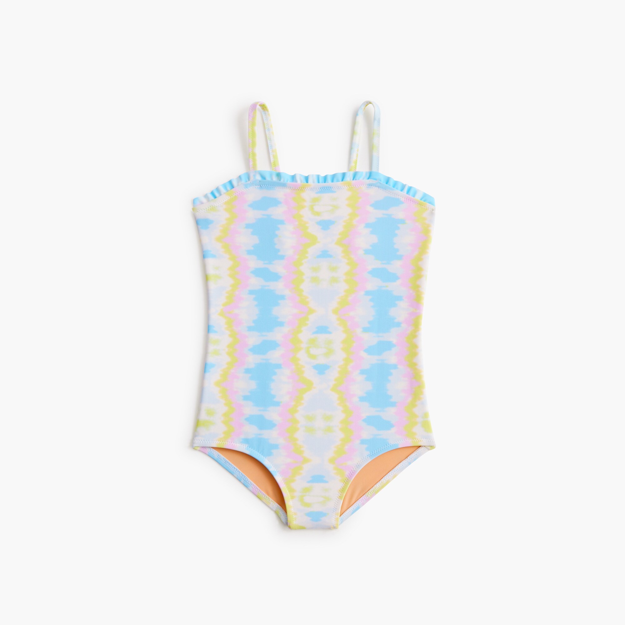 girls' tie-dyed ruffle one-piece swimsuit for girls