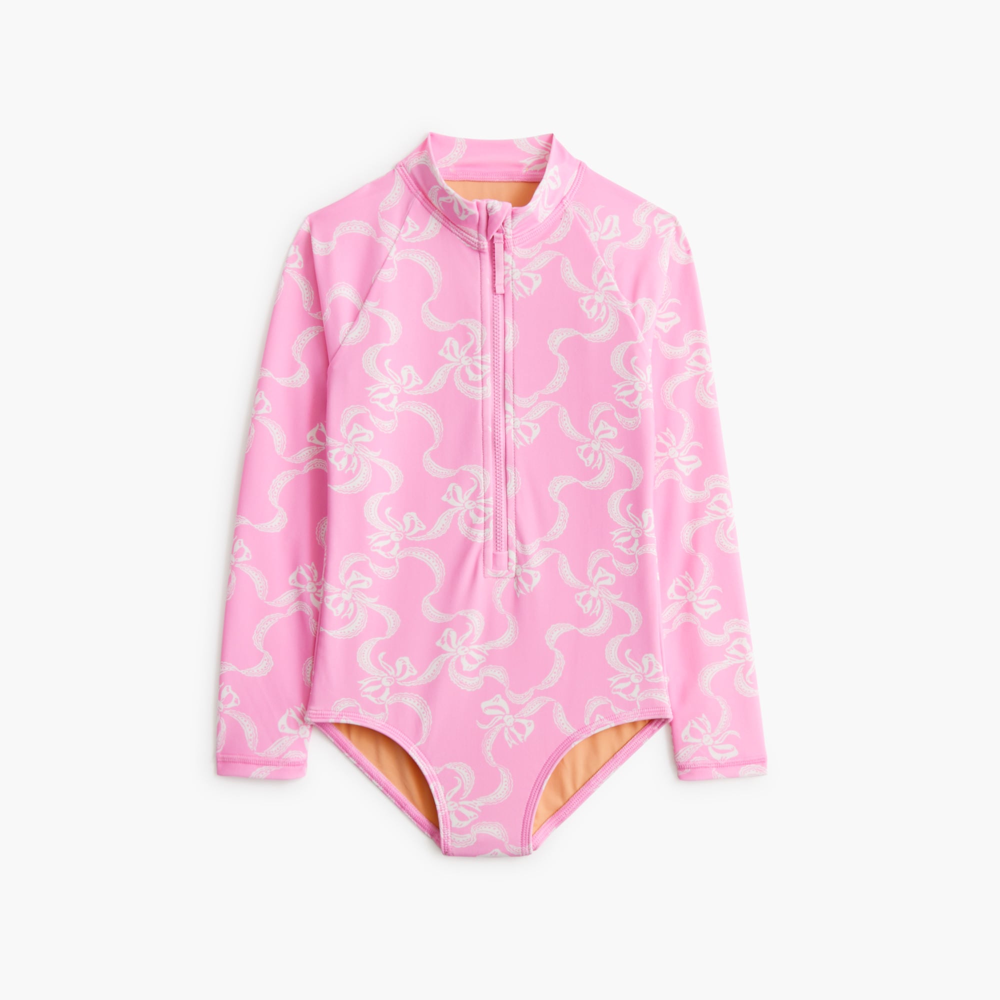 Girls' bow rash guard swimsuit