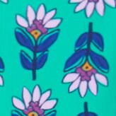 Girls' block-print one-piece swimsuit CARIBBEAN AQUA MULTI