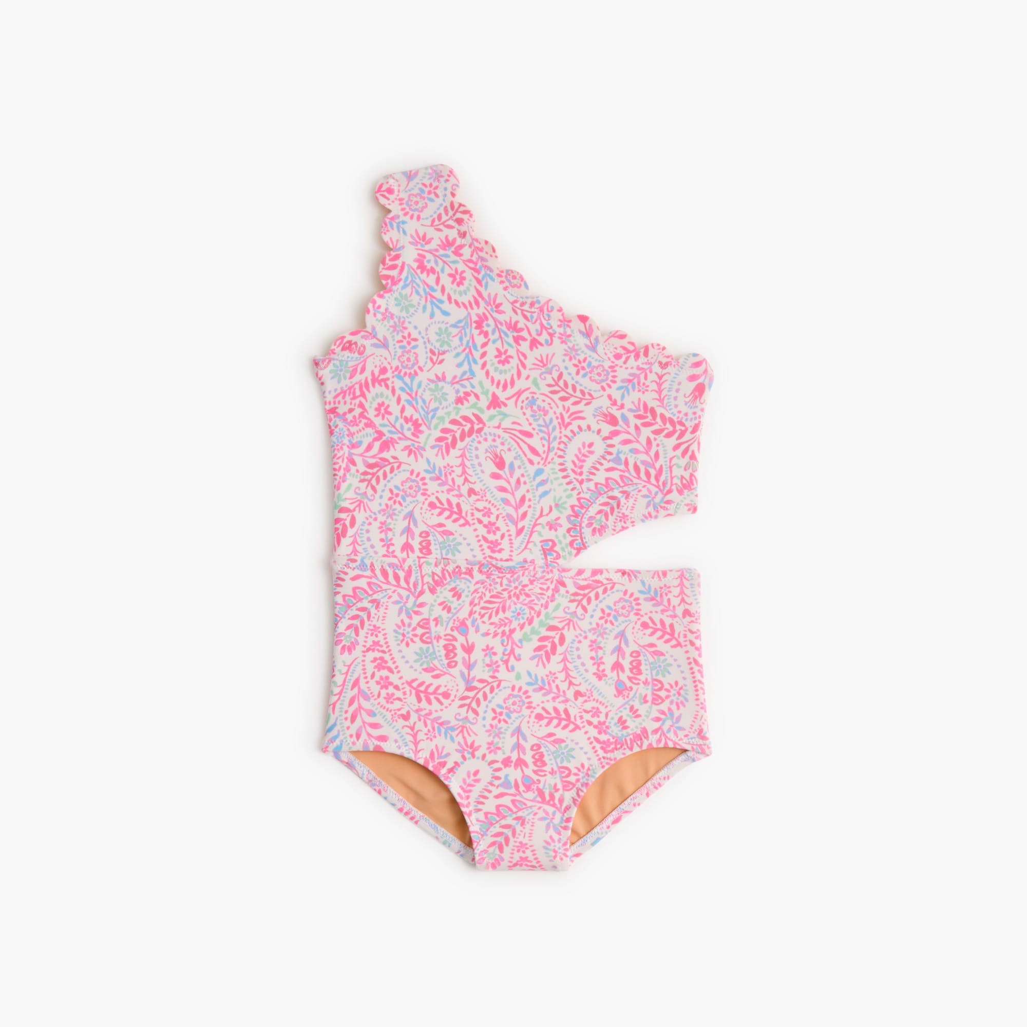  Girls' scalloped one-piece swimsuit