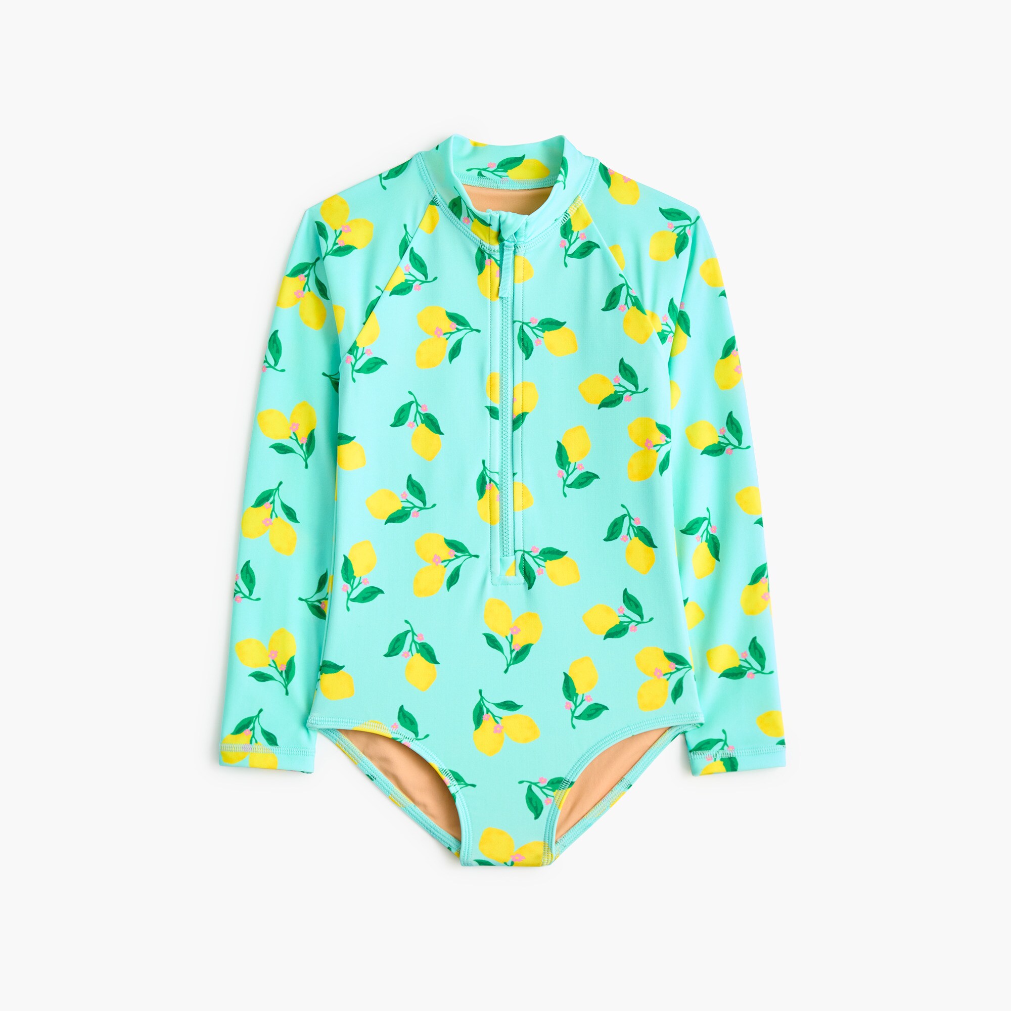girls' lemon rash guard swimsuit for girls
