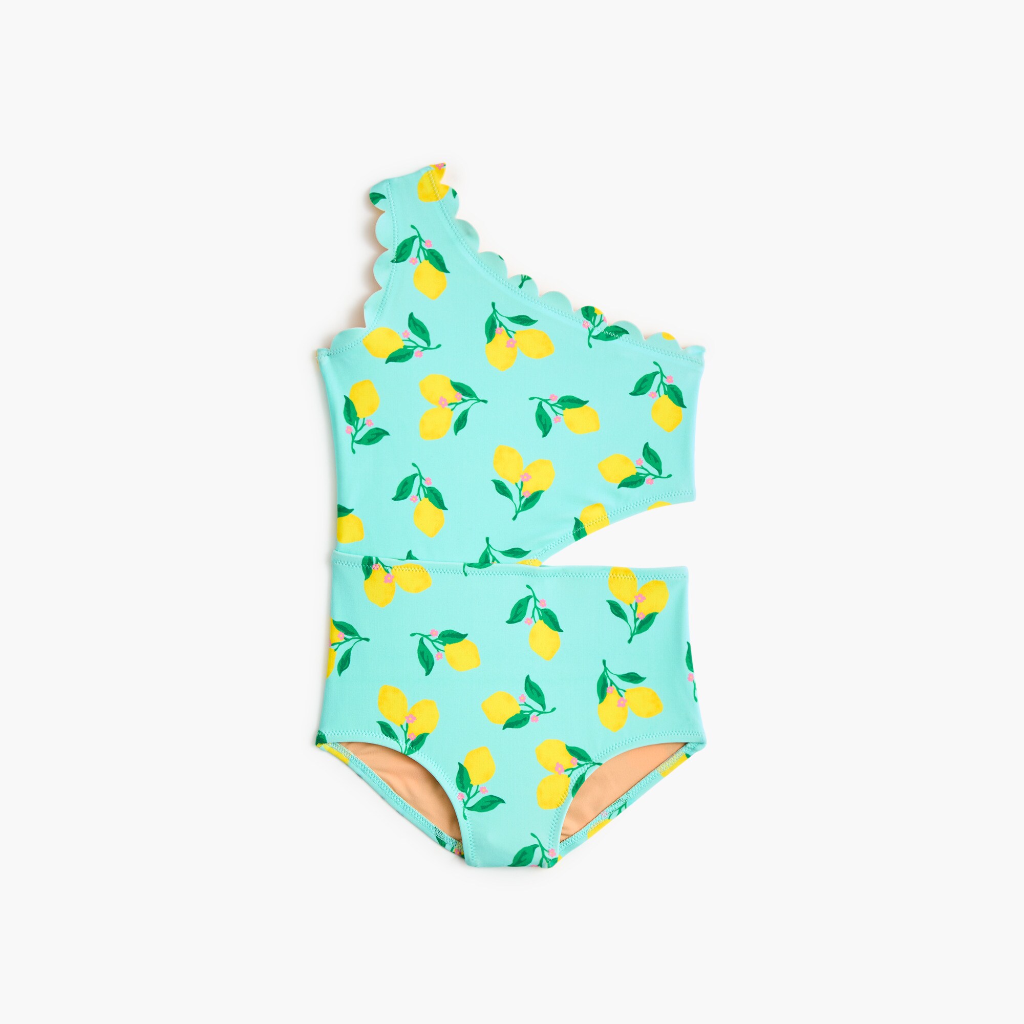  Girls' lemon scalloped one-piece swimsuit