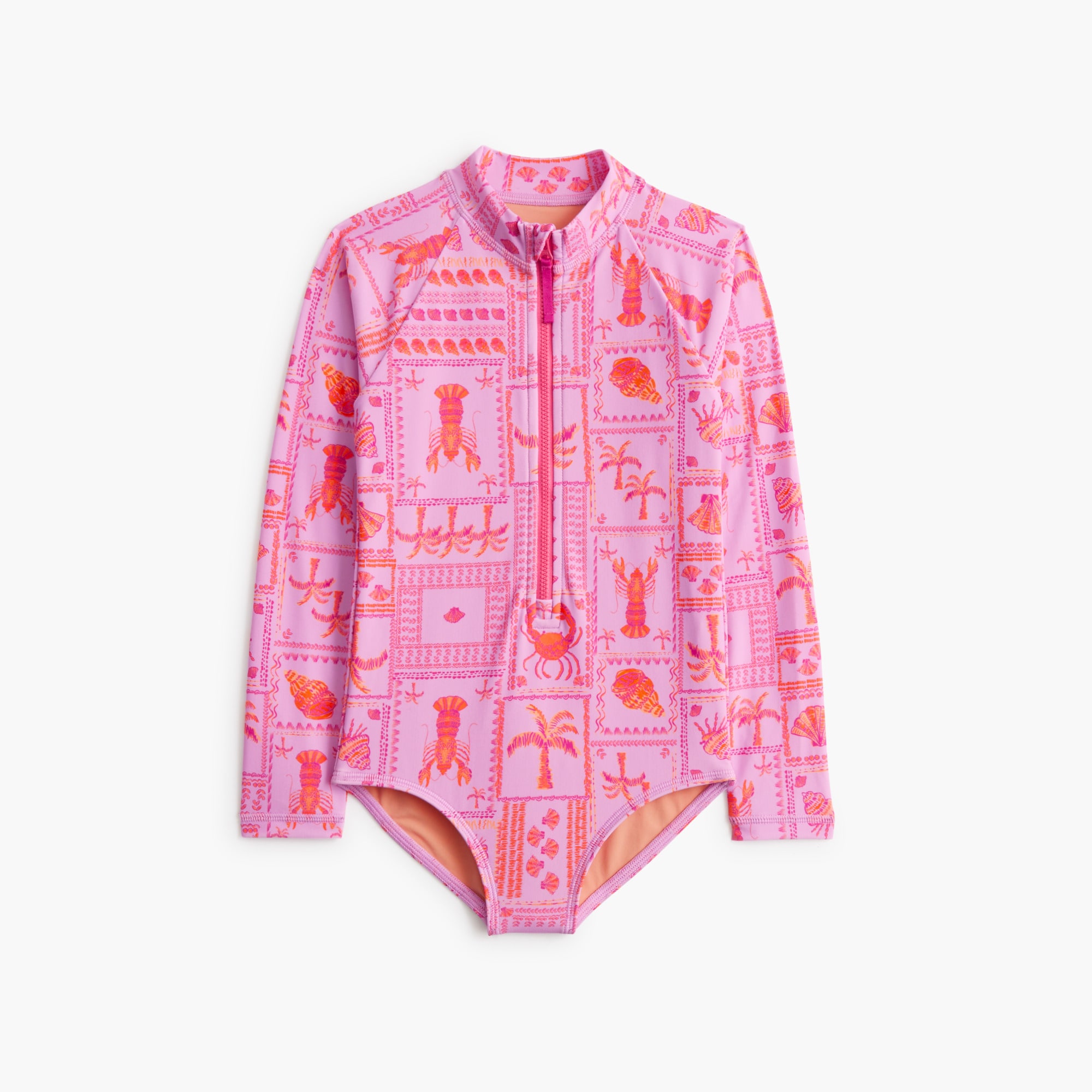 Girls' sea creature rash guard swimsuit