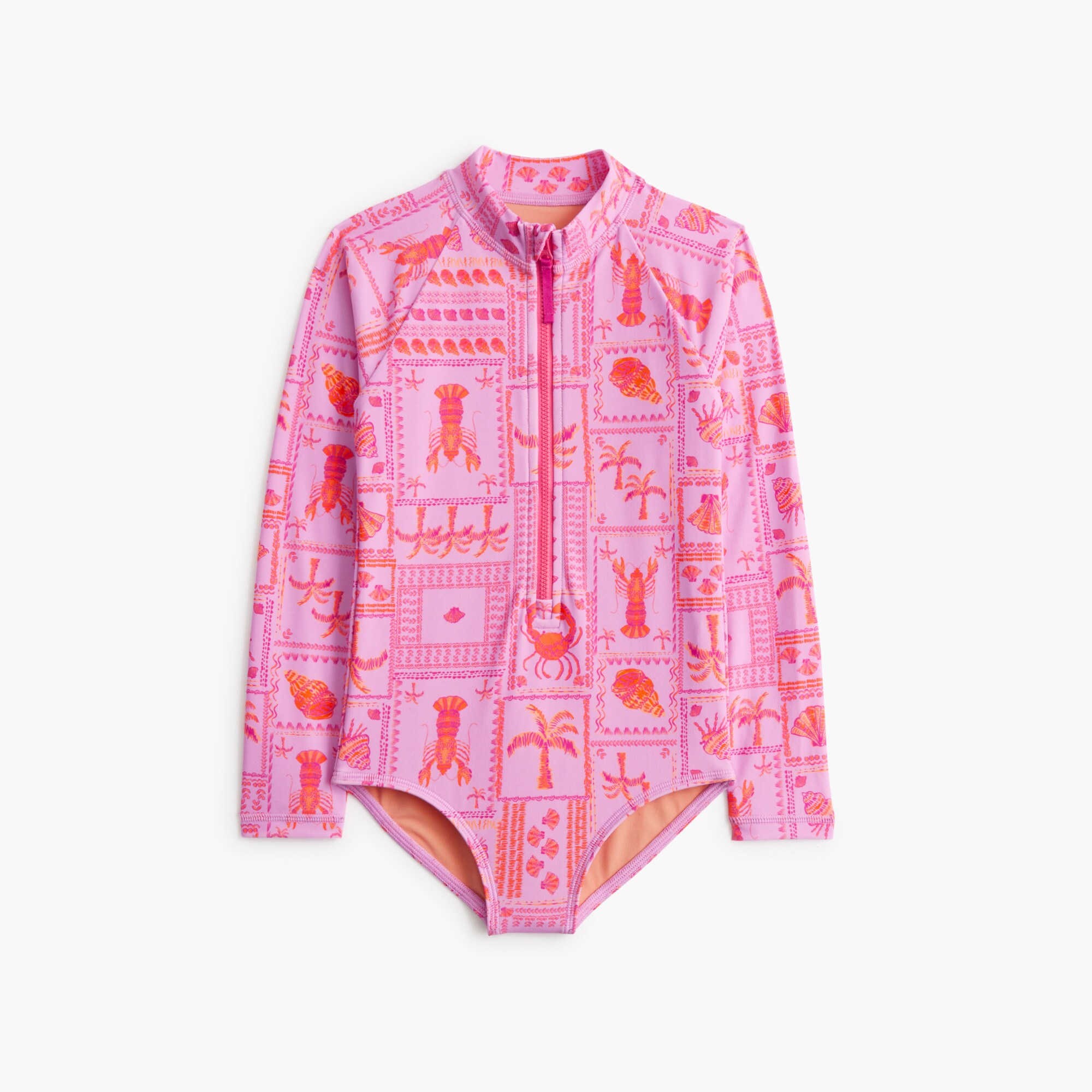 Girls' sea creature rash guard swimsuit