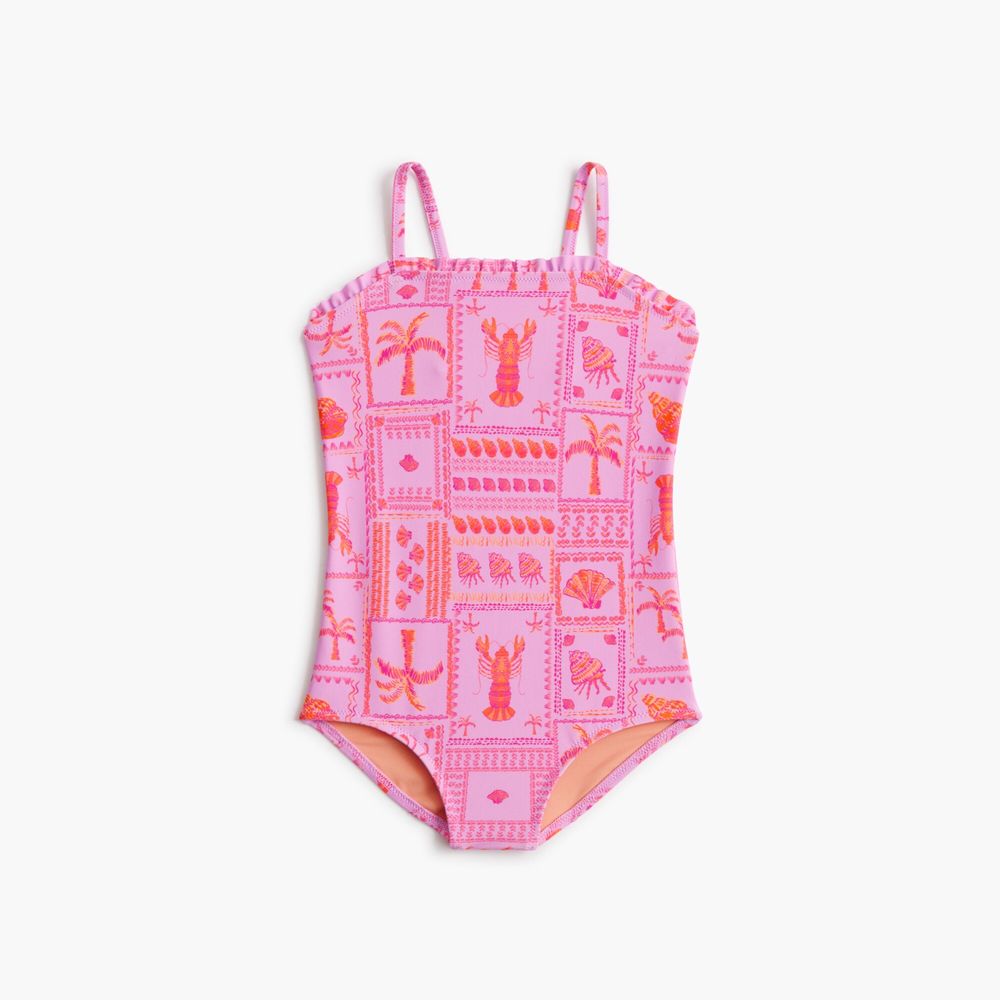 girls' sea creatures ruffle one-piece swimsuit for girls