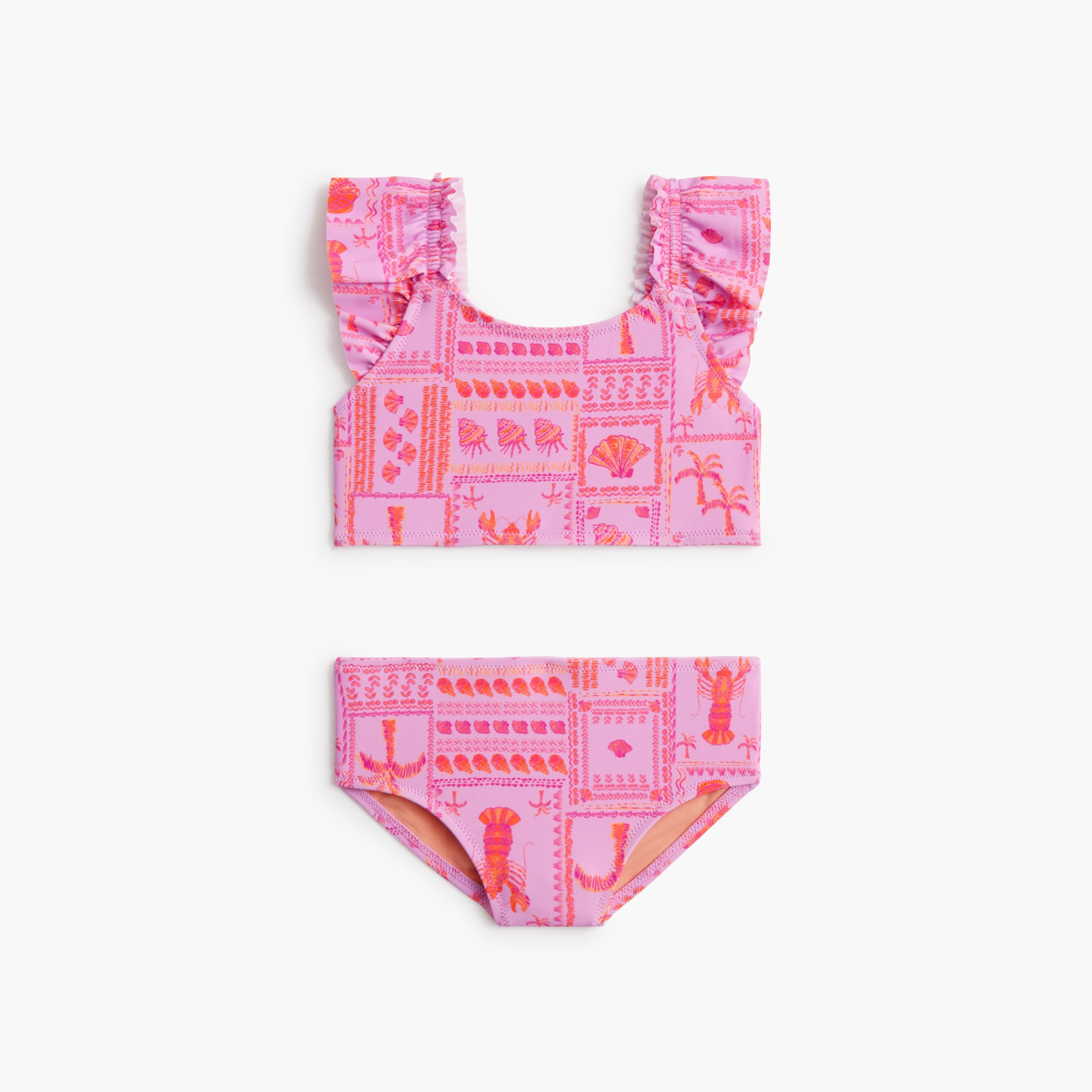 girls' sea creatures ruffle bikini set for girls
