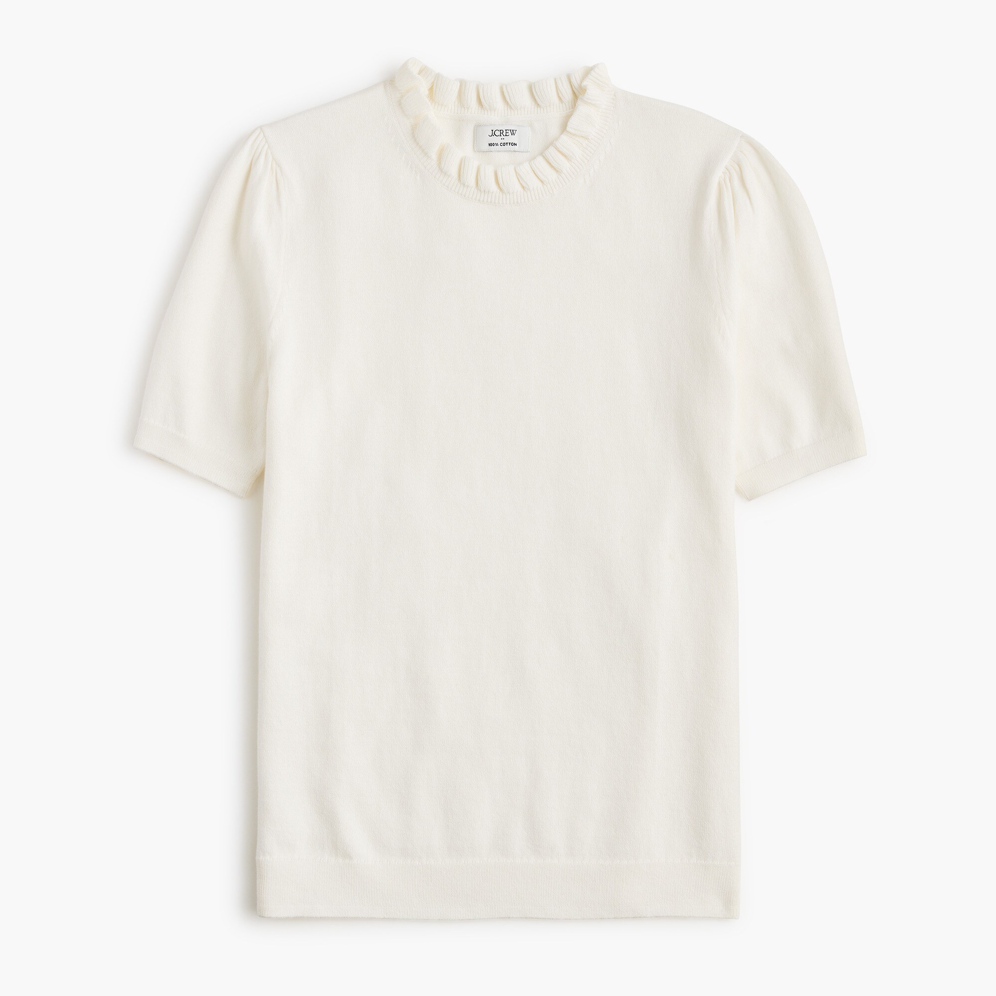 Short-sleeve Cotton Ruffleneck Sweater For Women | Factory