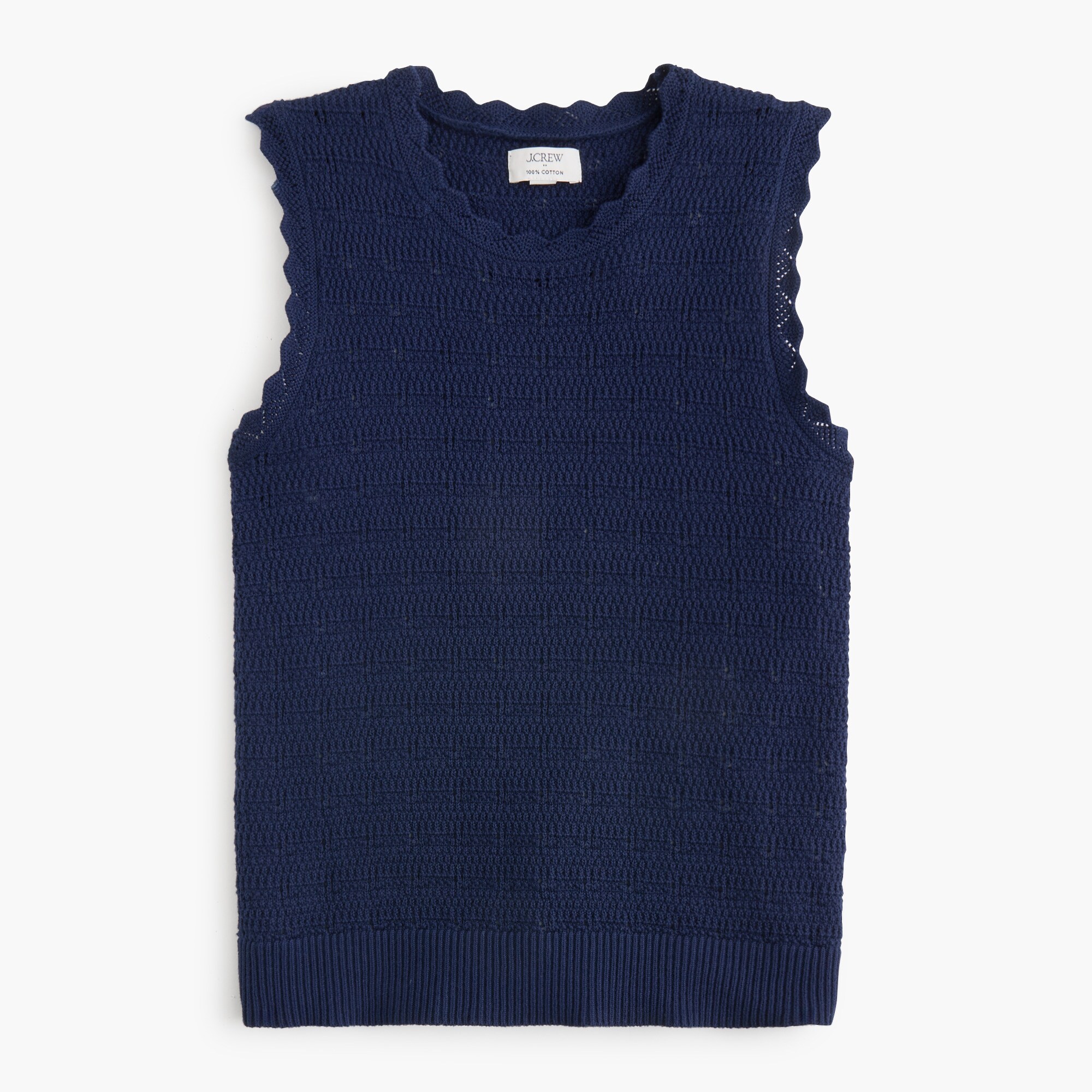  Scalloped pointelle sweater shell