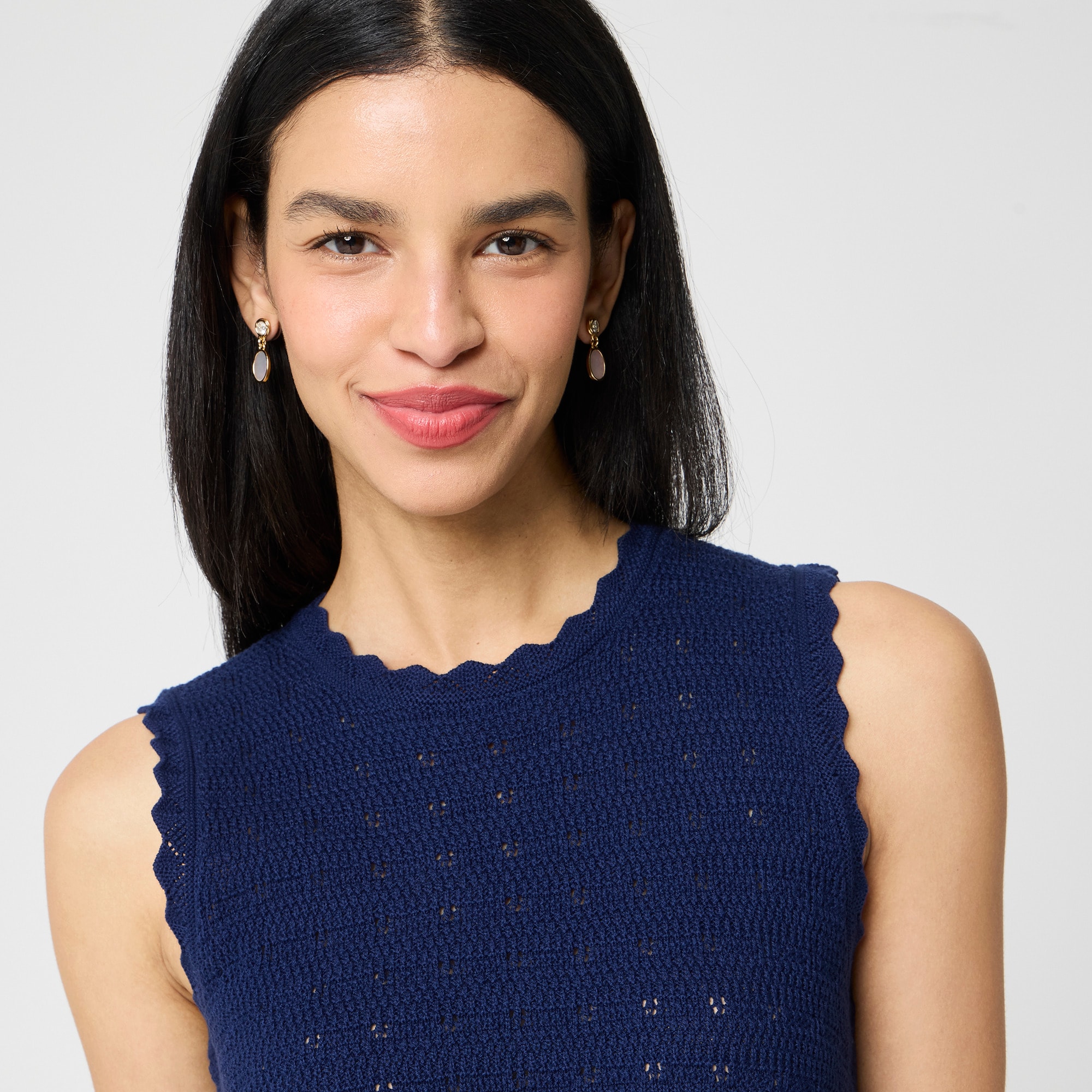 Scalloped pointelle sweater shell - image 2