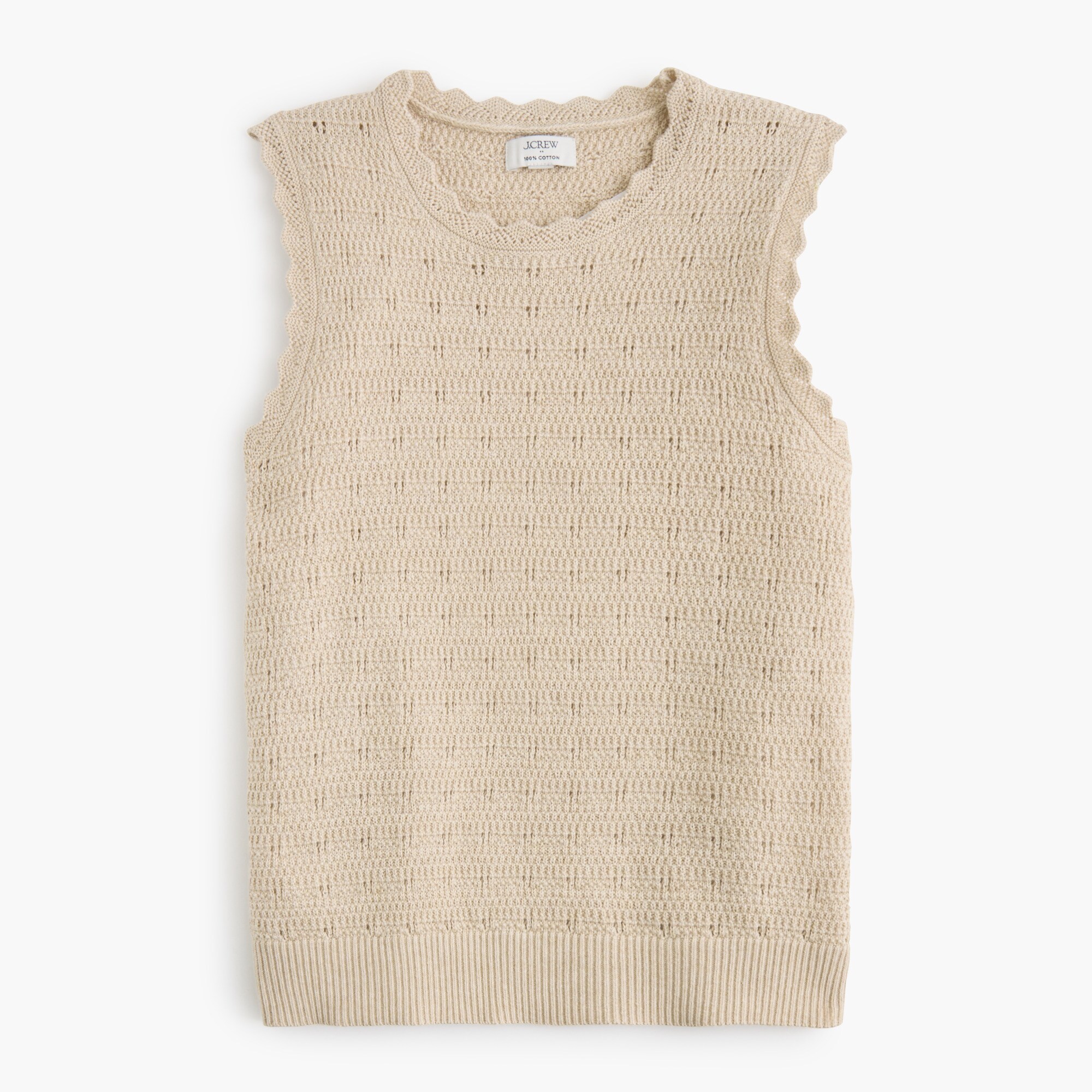 Scalloped pointelle sweater shell