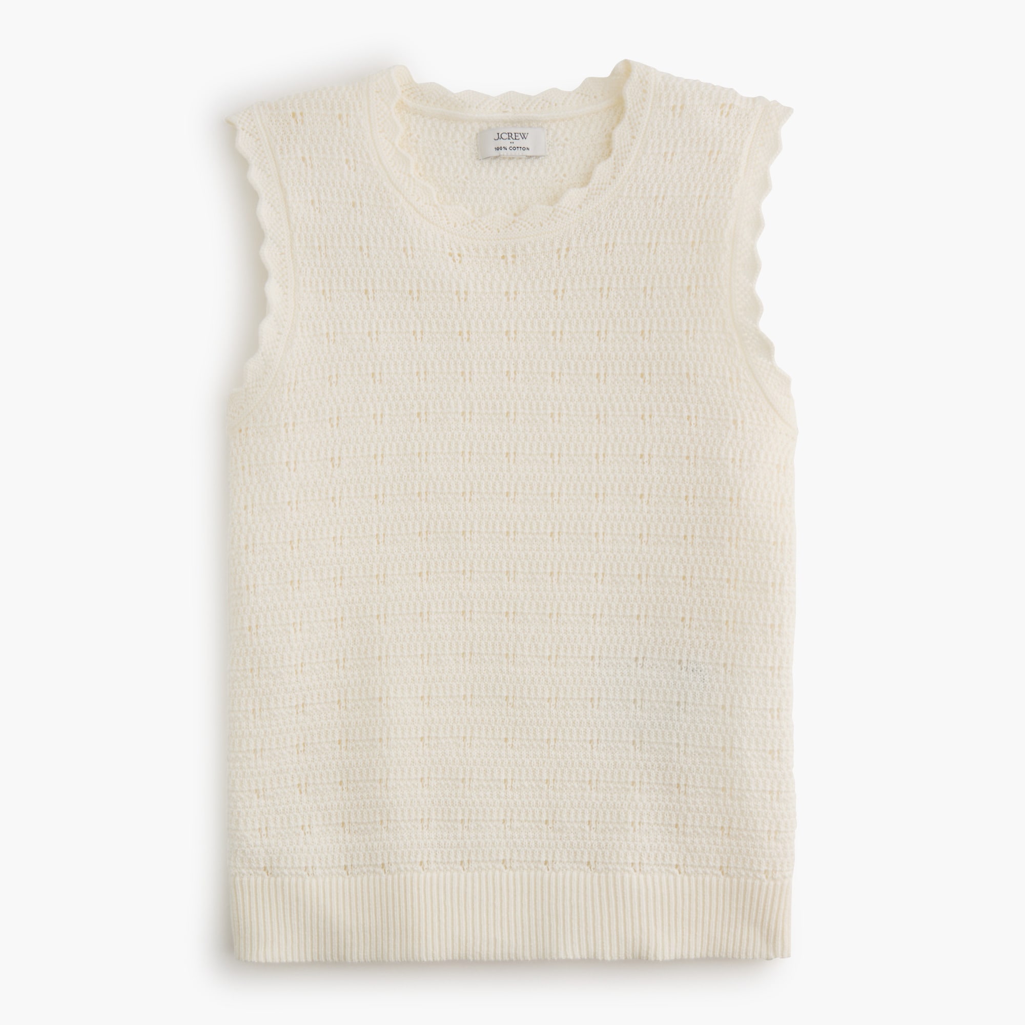 Scalloped pointelle sweater shell