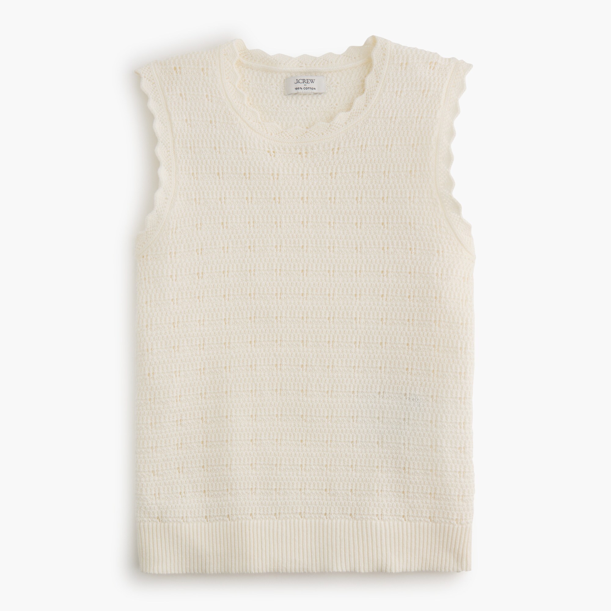 scalloped pointelle sweater shell for women