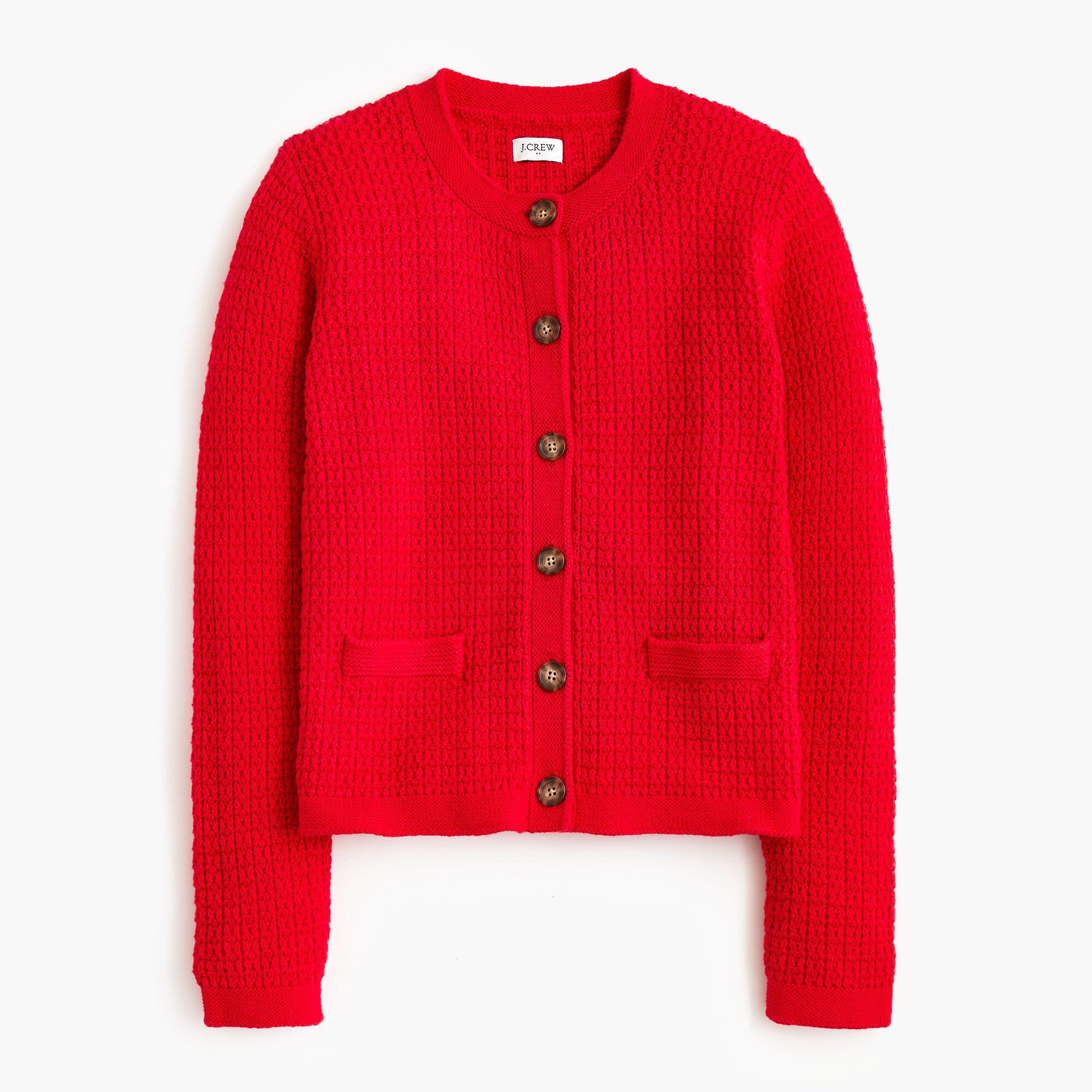  Stitched crewneck cardigan sweater