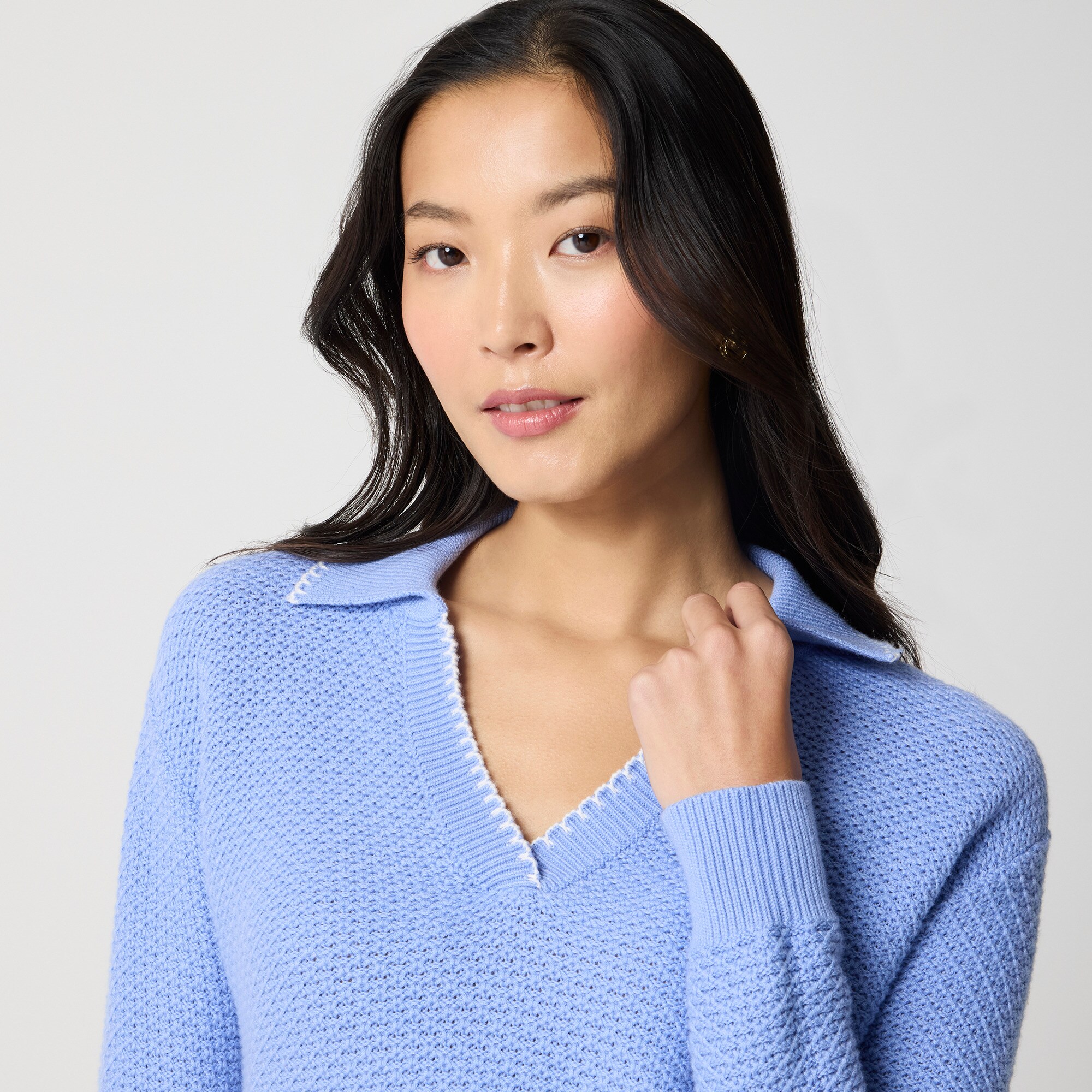 Tipped textured sweater-polo