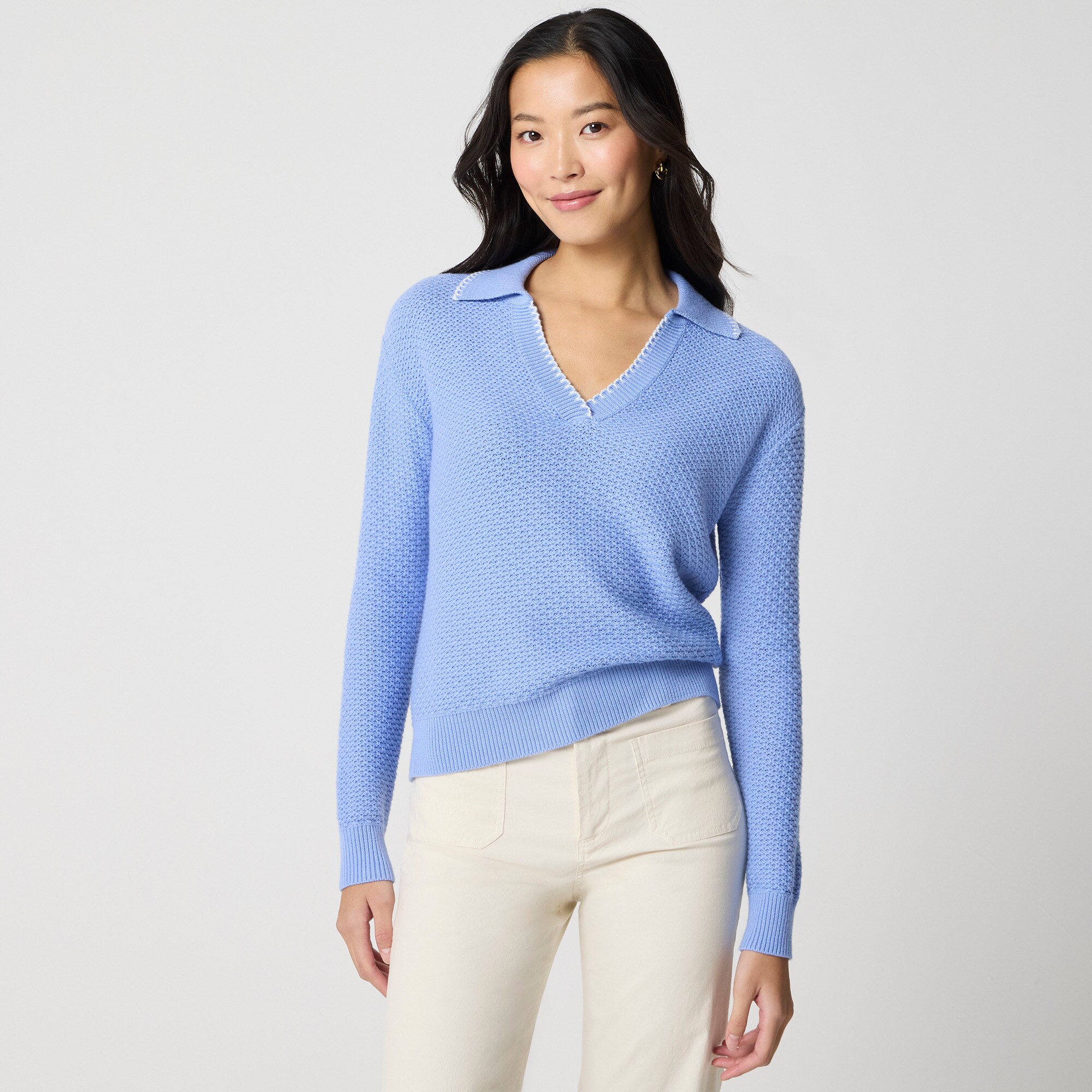 Tipped textured sweater-polo