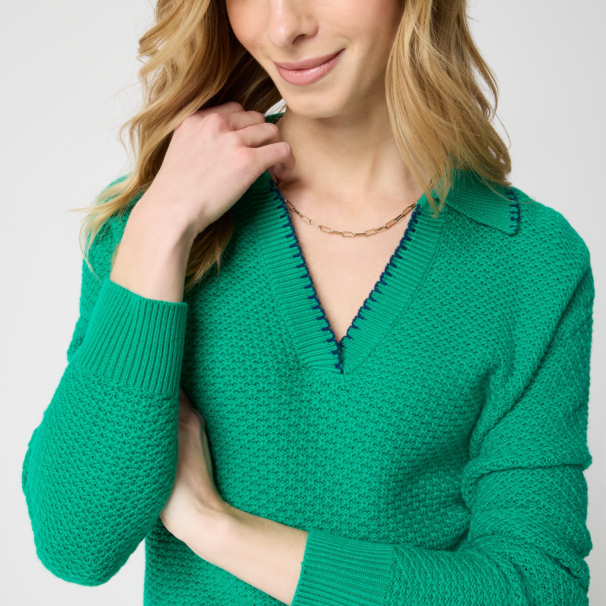 Tipped Textured Sweater-polo For Women | Factory
