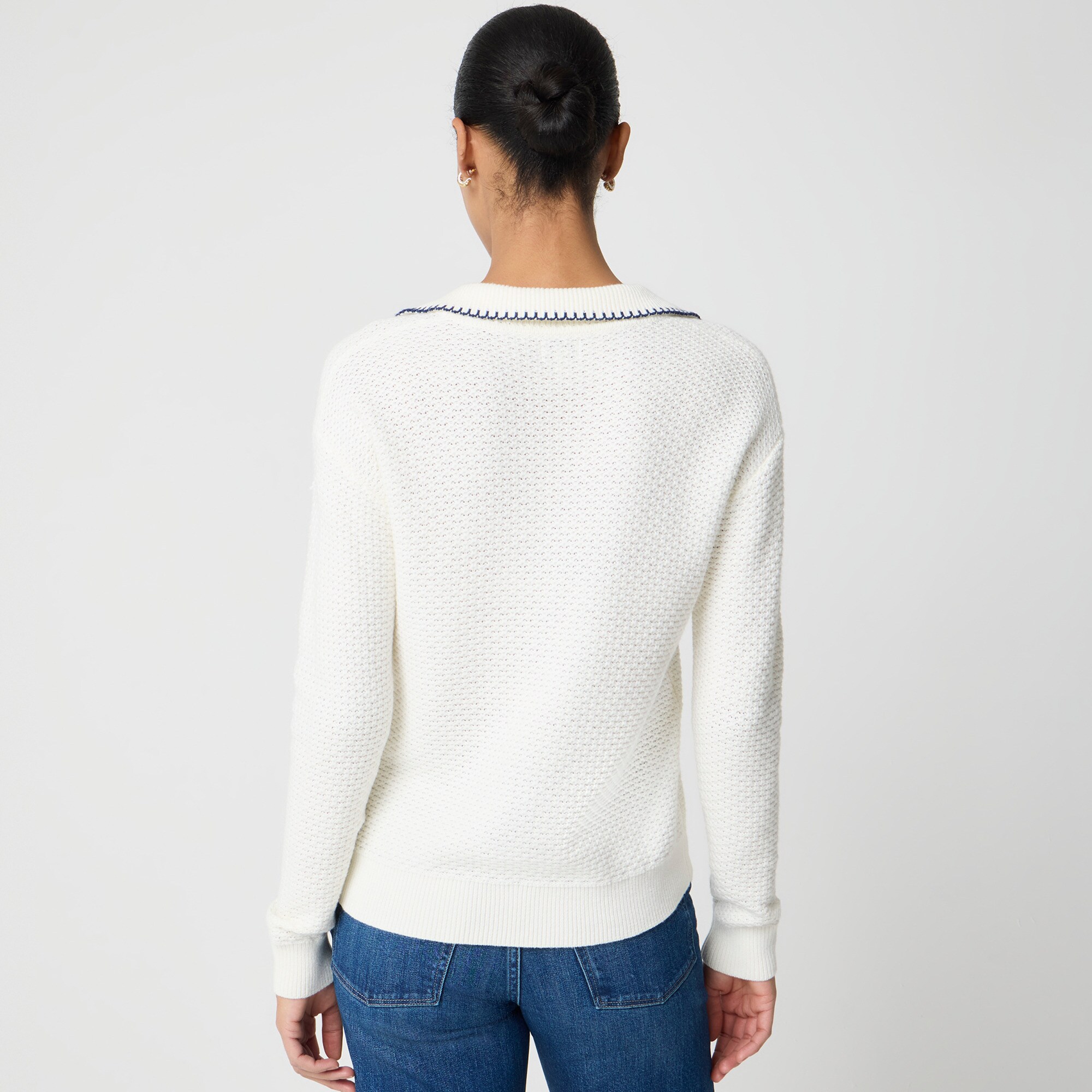 Tipped textured sweater-polo