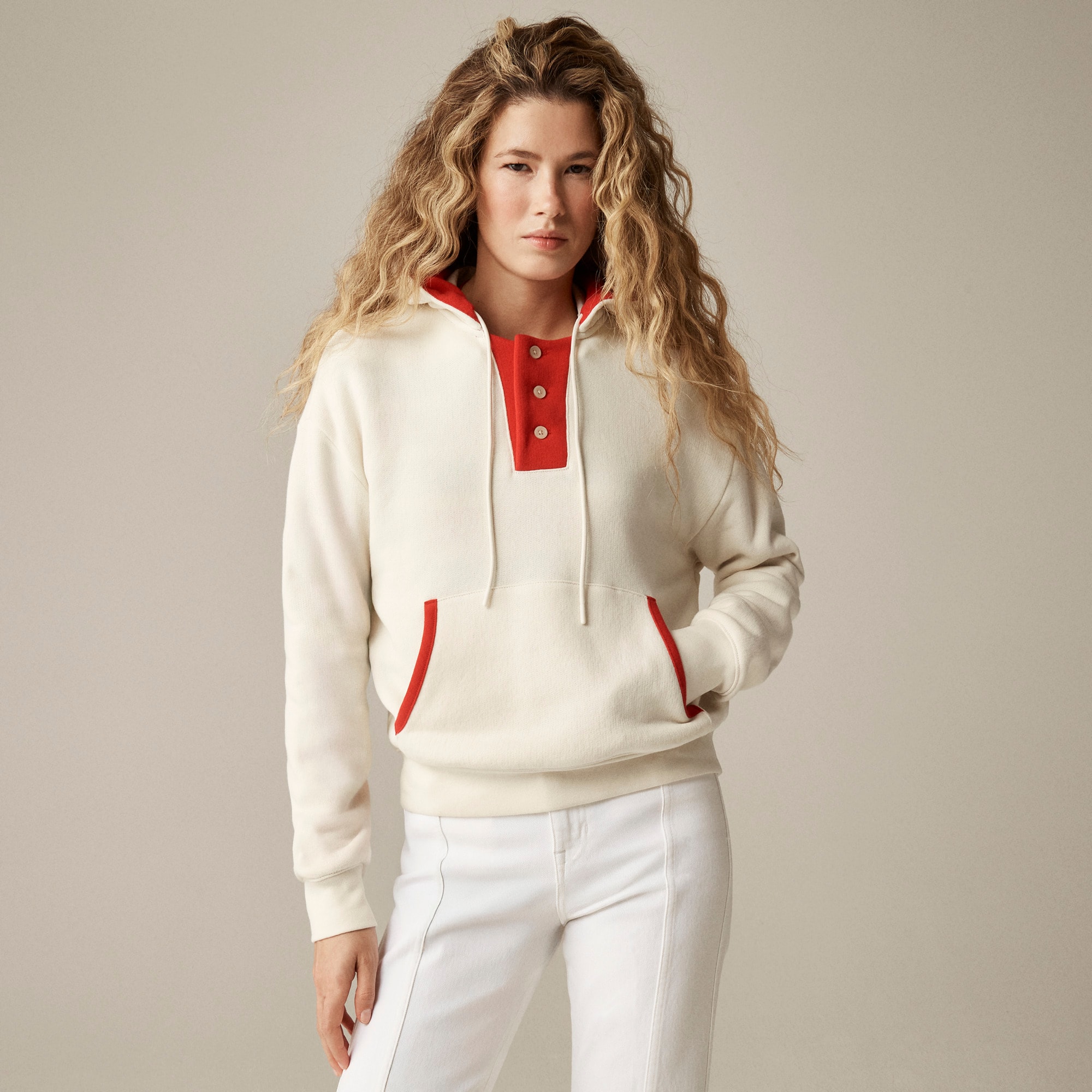womens Heritage terry contrast-trim hoodie