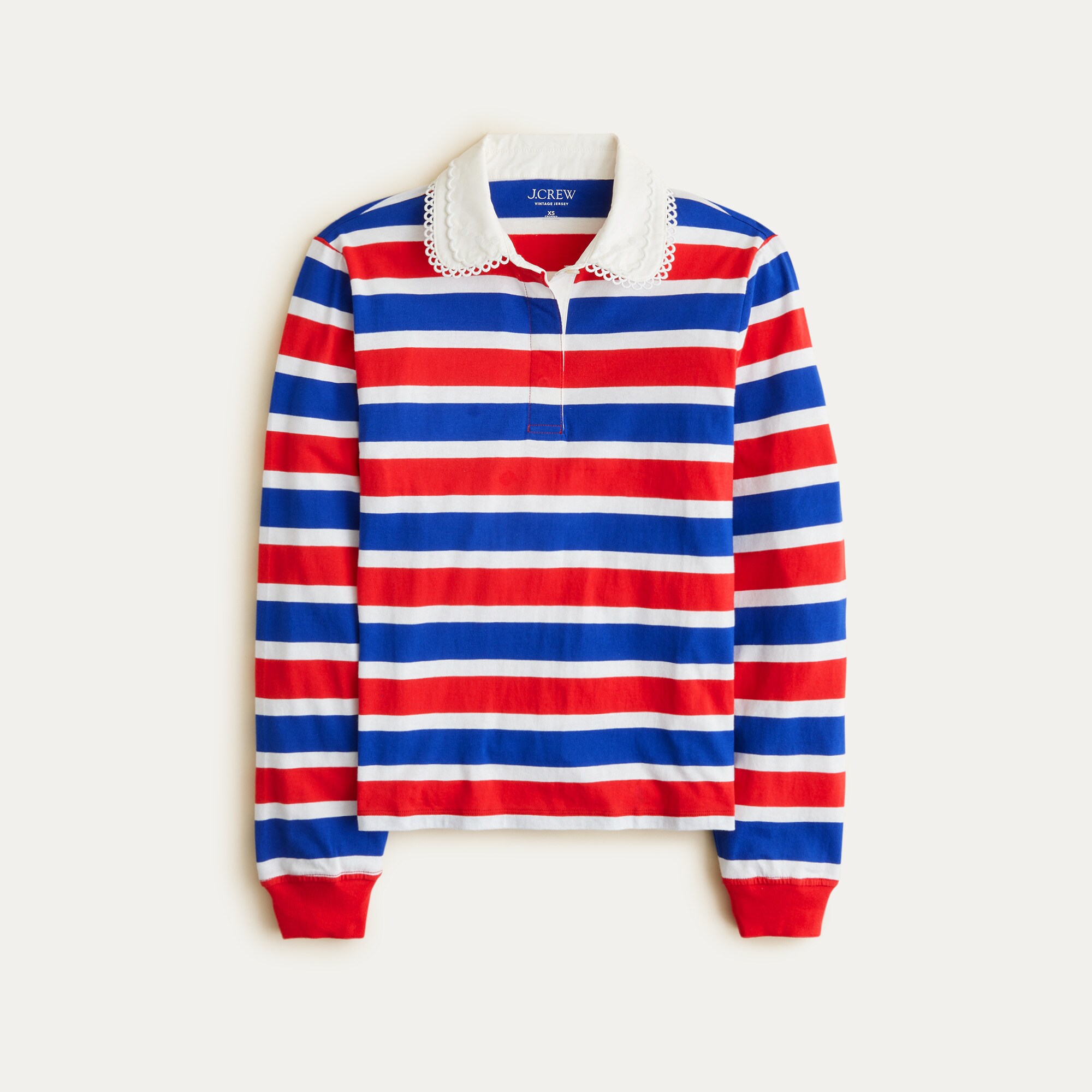 Vintage jersey rugby T-shirt with eyelet collar