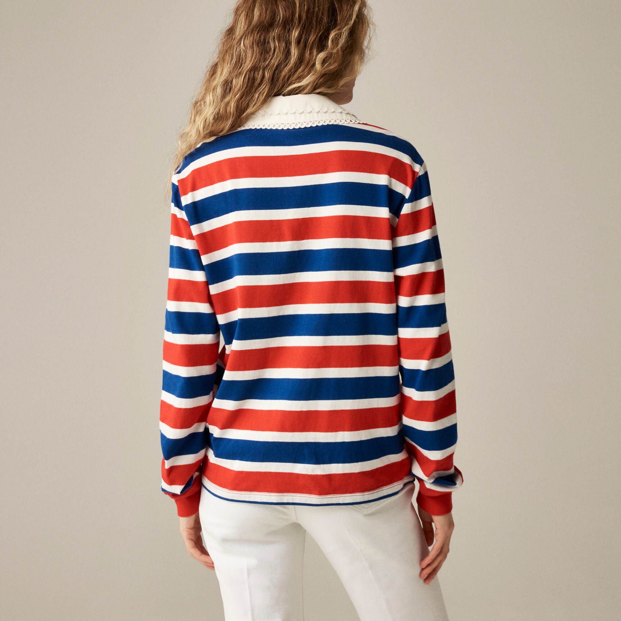 Vintage jersey rugby T-shirt with eyelet collar