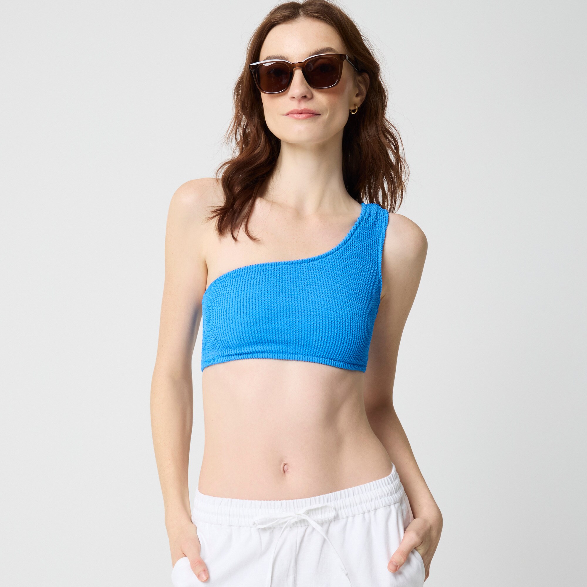 Scrunchie one-shoulder bikini top