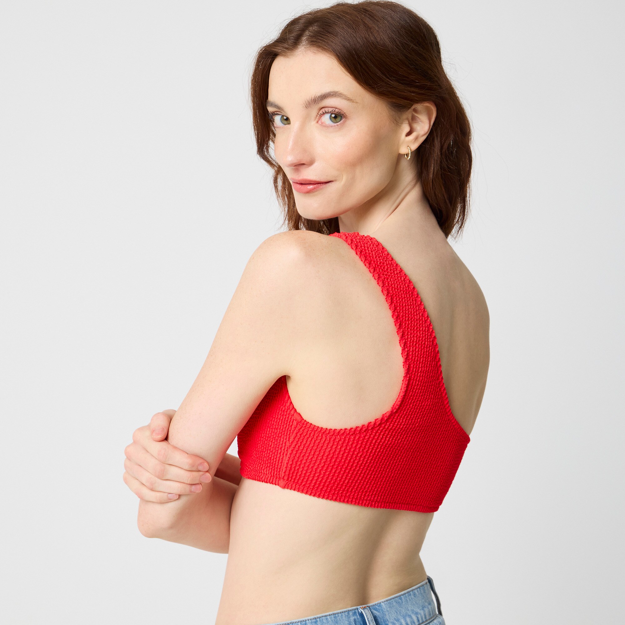 Scrunchie one-shoulder bikini top